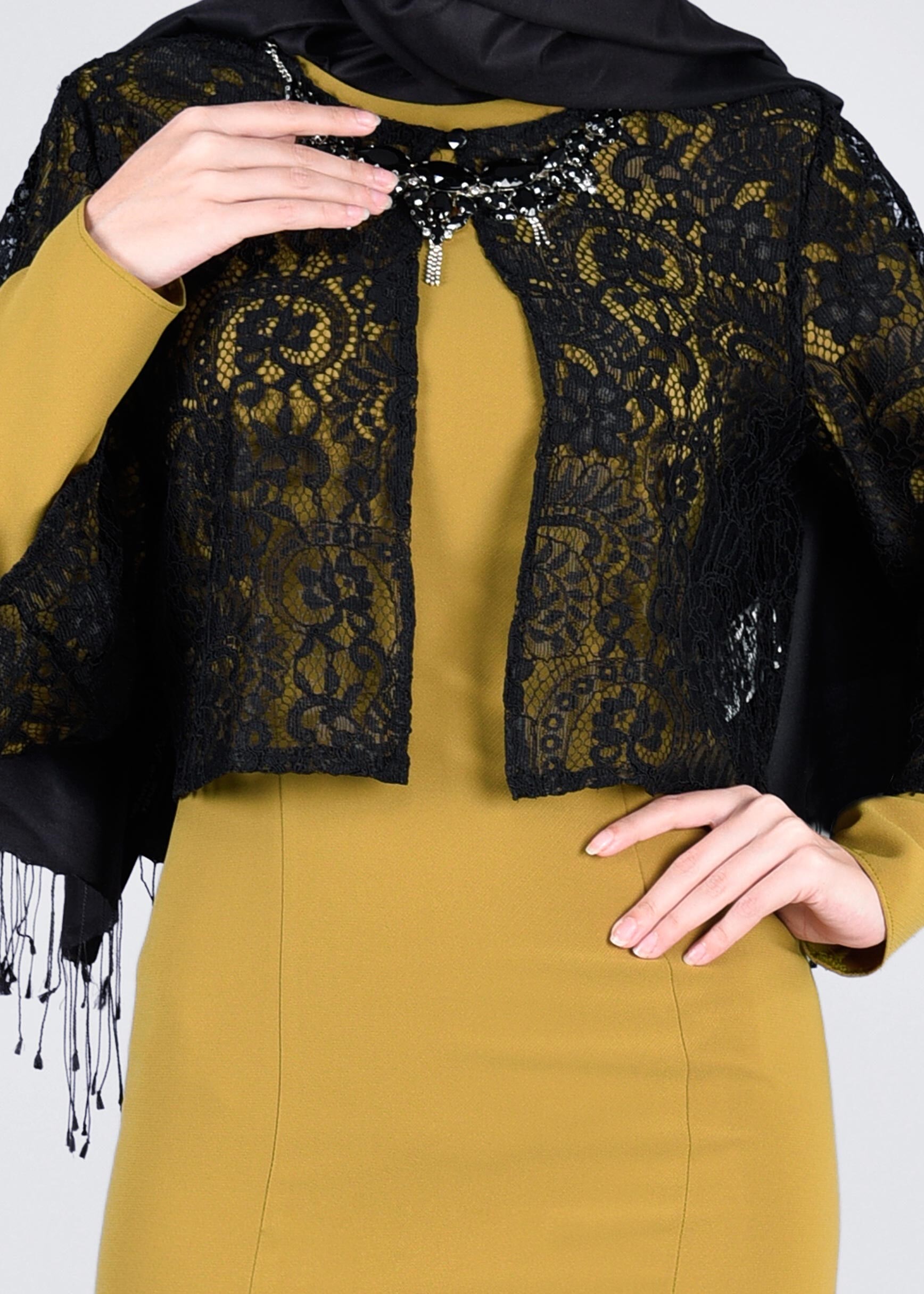 Tesettür giyim YEŞİL 4560 ELVAN 3731 2&prime;Lİ TESETTÜR ELBİSE 38/44 TEK38