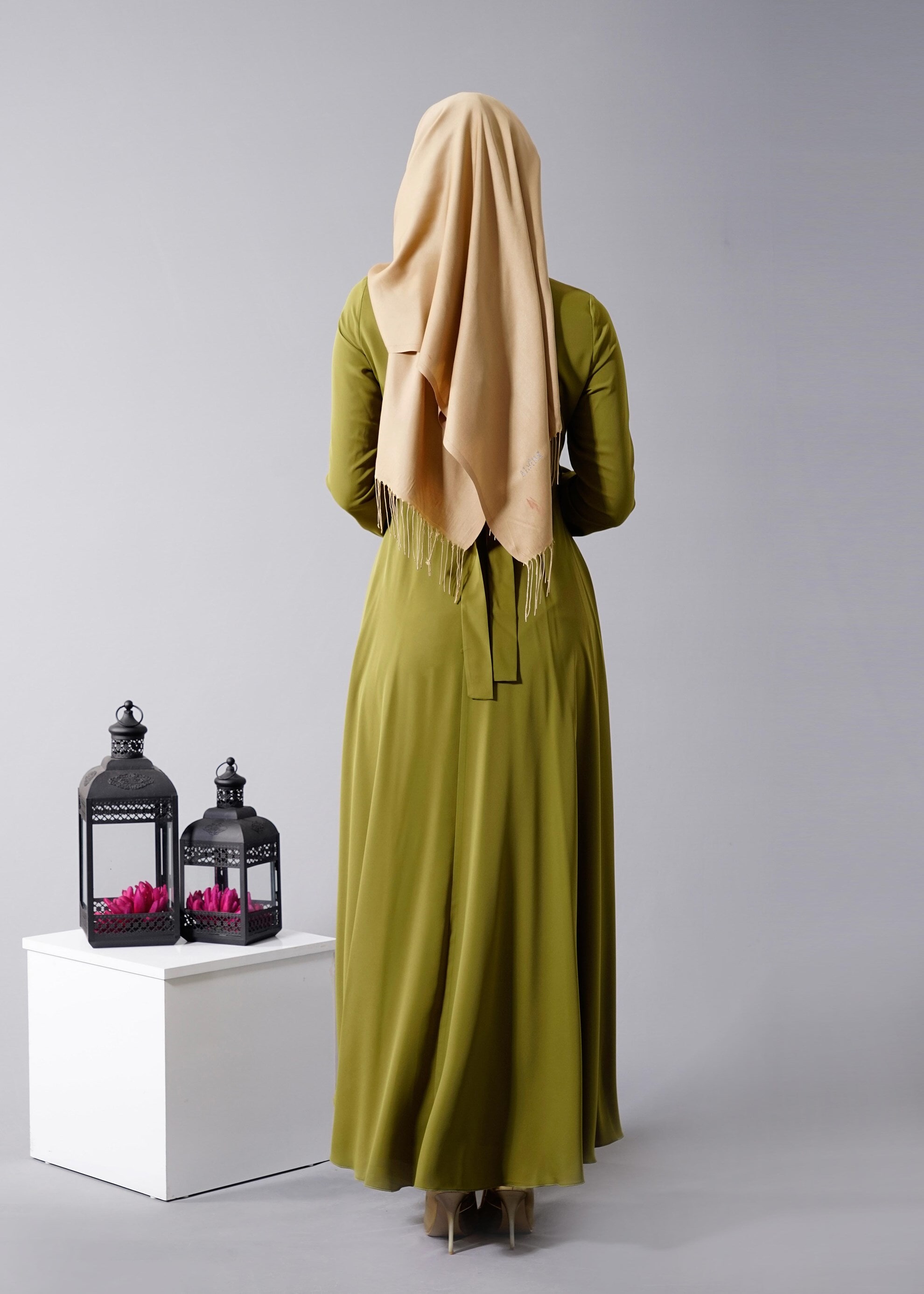 Tesettür giyim YEŞİL 4567 6384 Tesettür Elbise 38/44 TEK40