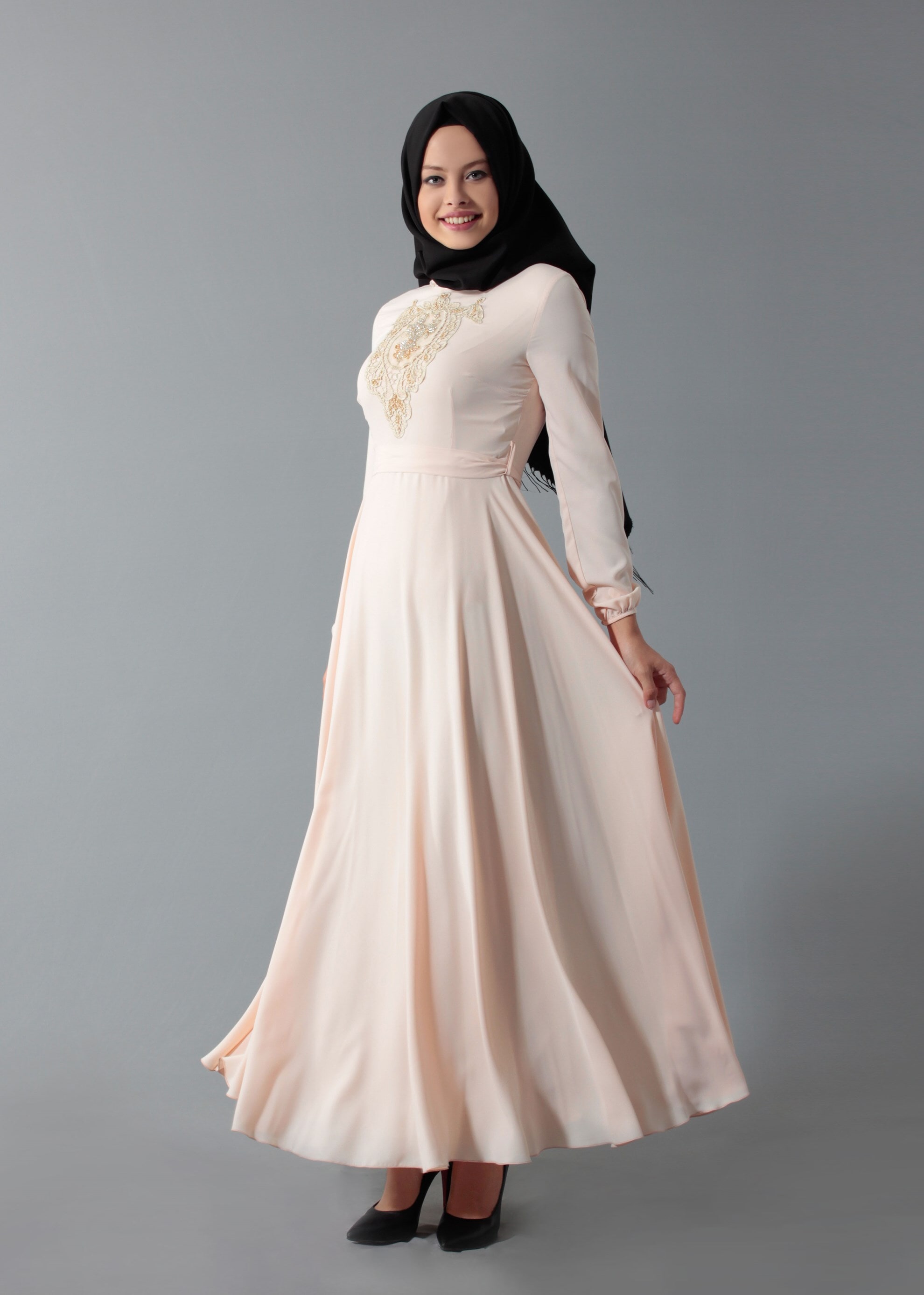 Tesettür giyim PEMBE 4567 6384 Tesettür Elbise 38/44 TEK40