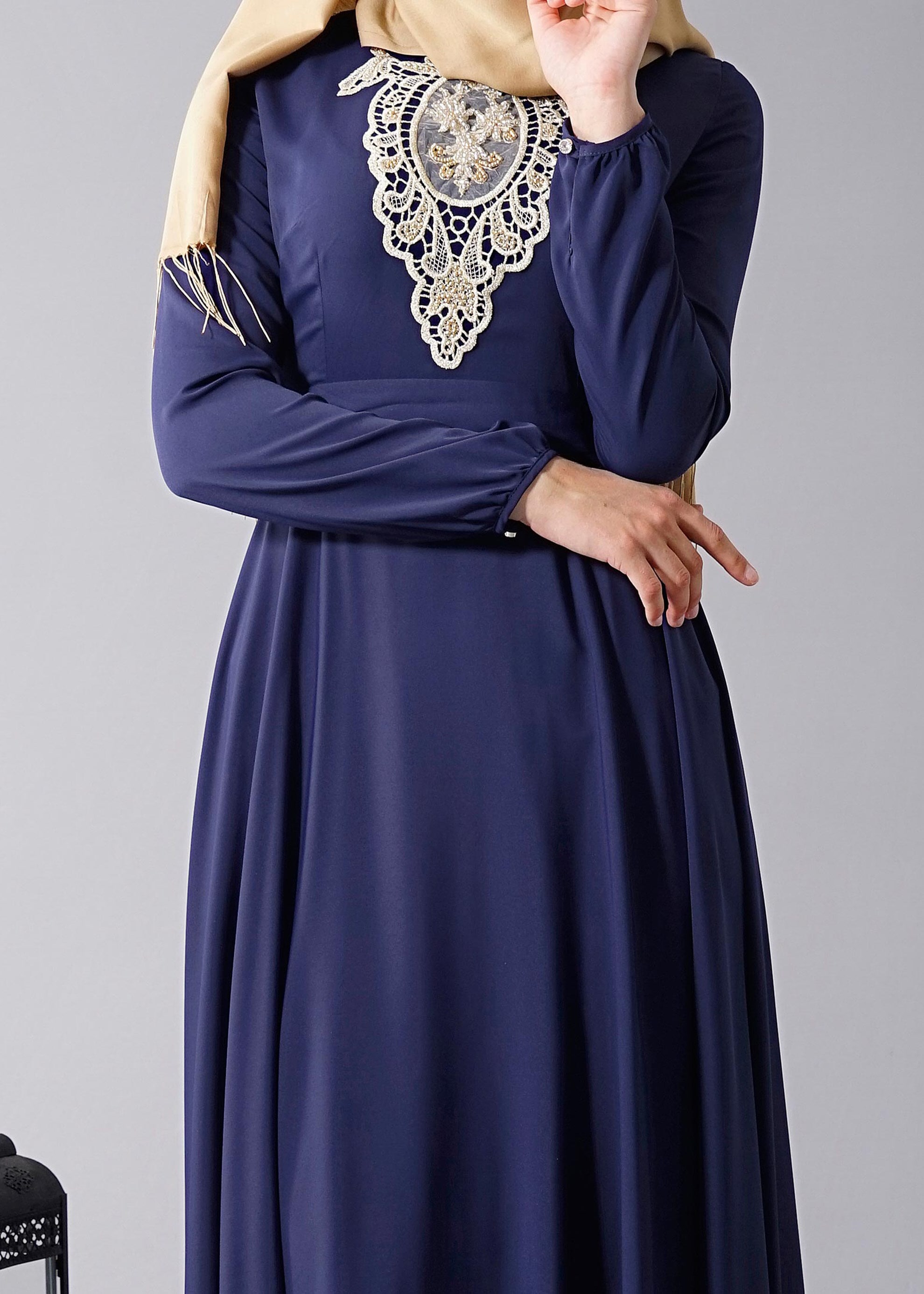 Tesettür giyim LACİVERT 4567 6384 Tesettür Elbise 38/44 TEK40