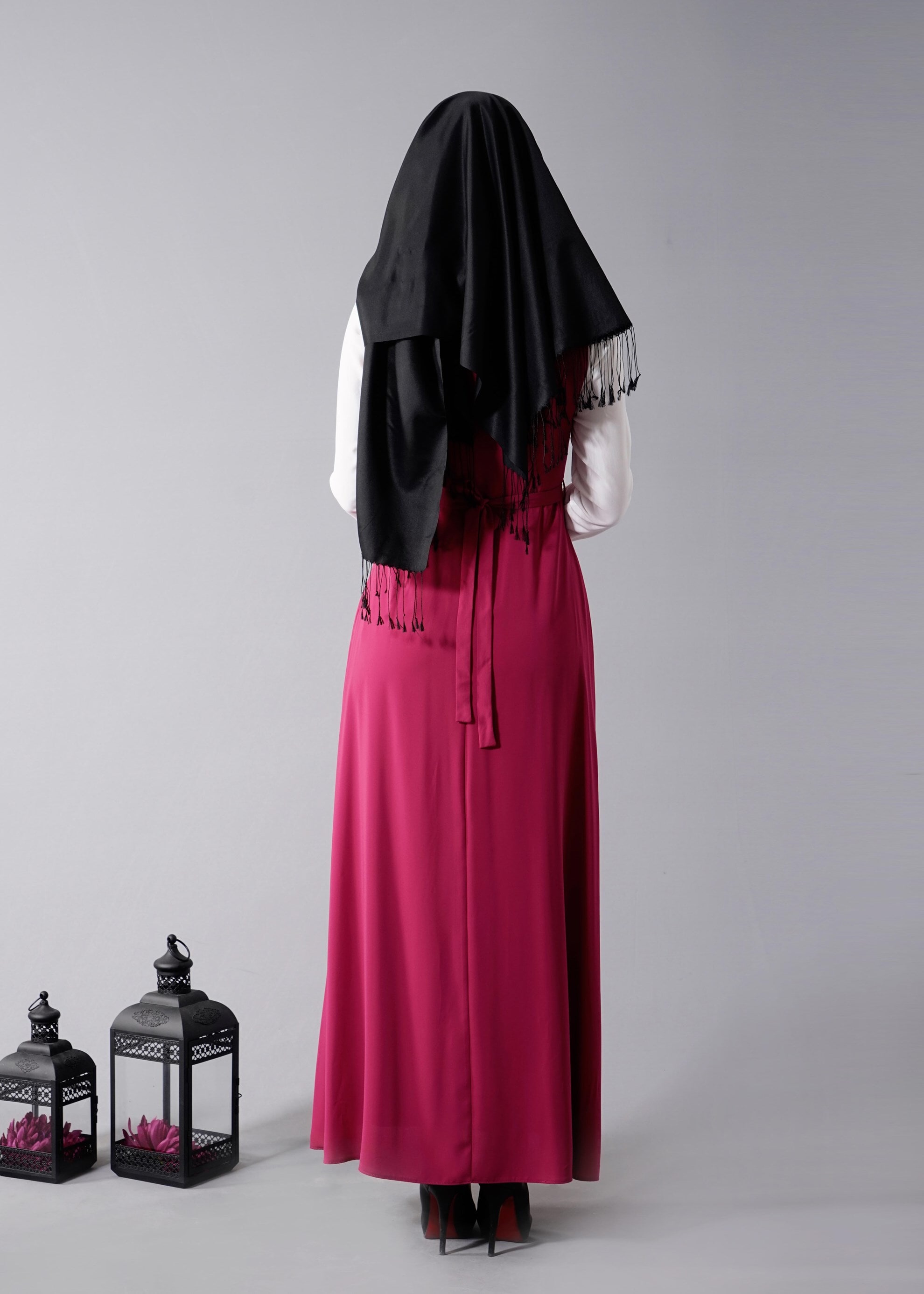 Tesettür giyim FUŞYA 4568 New Alya 2&prime;li Tesettür Elbise 38/44 TEK40