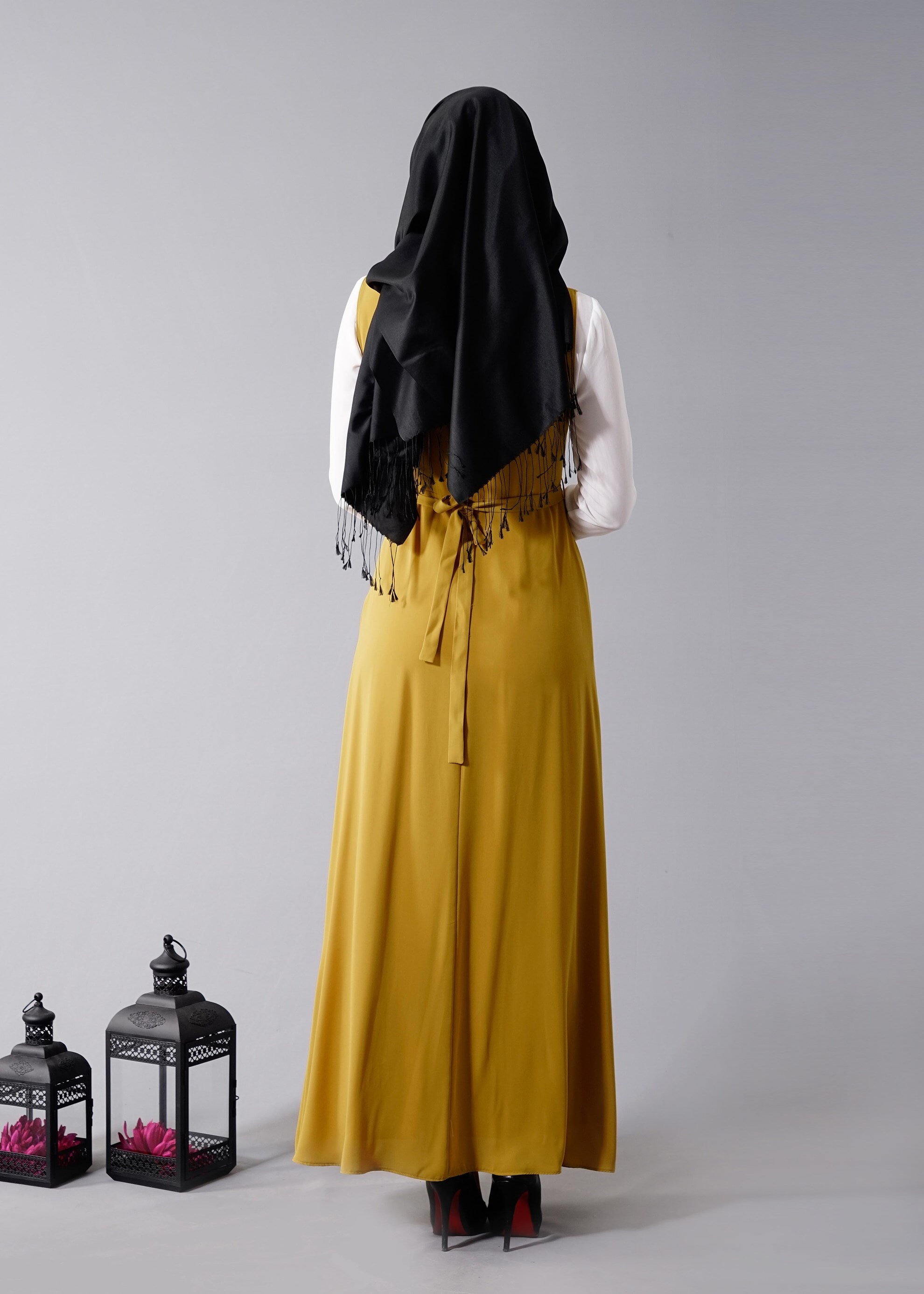 Tesettür giyim SARI 4568 New Alya 2&prime;li Tesettür Elbise 38/44 TEK40