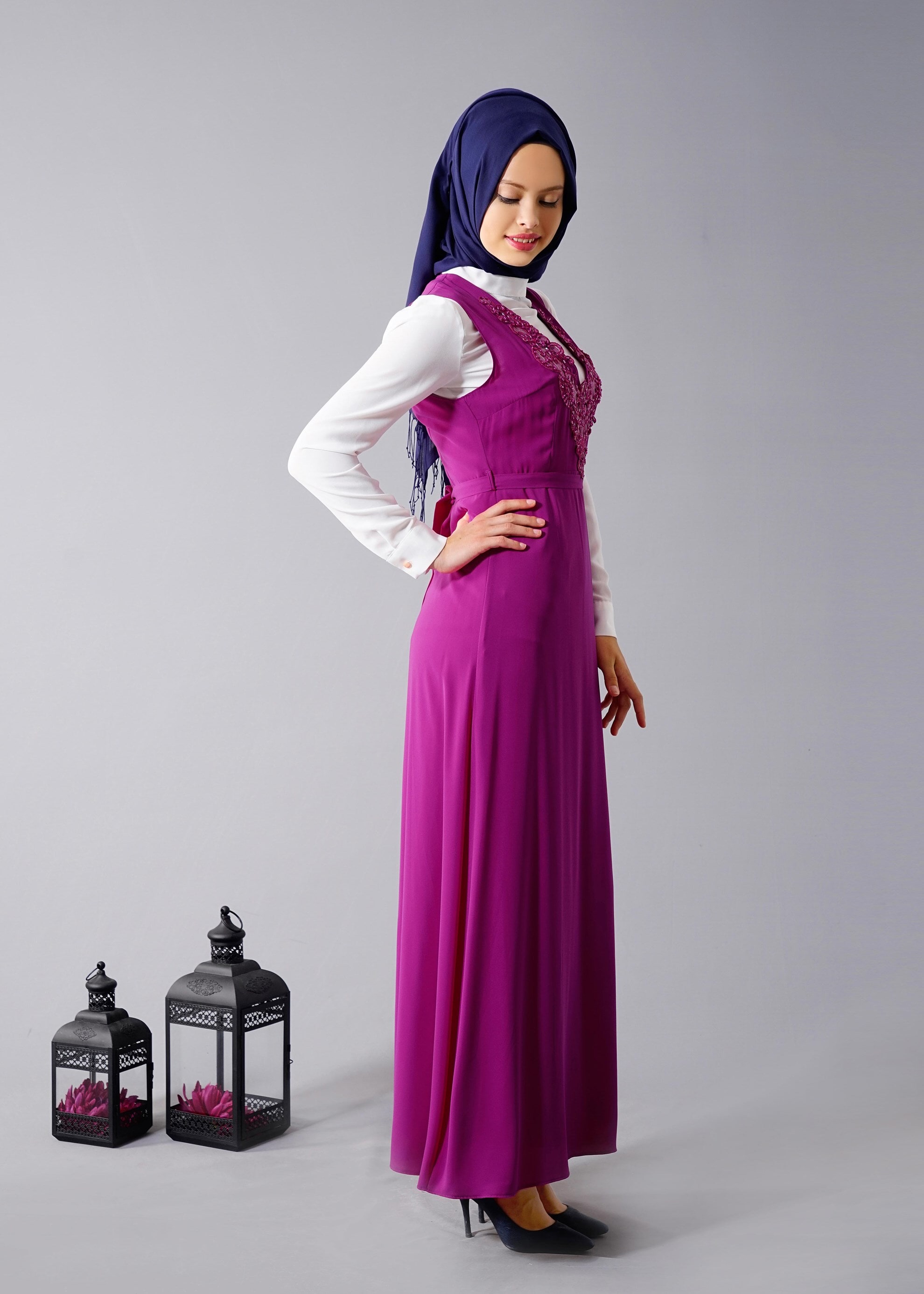 Tesettür giyim MOR 4568 New Alya 2&prime;li Tesettür Elbise 38/44 TEK40