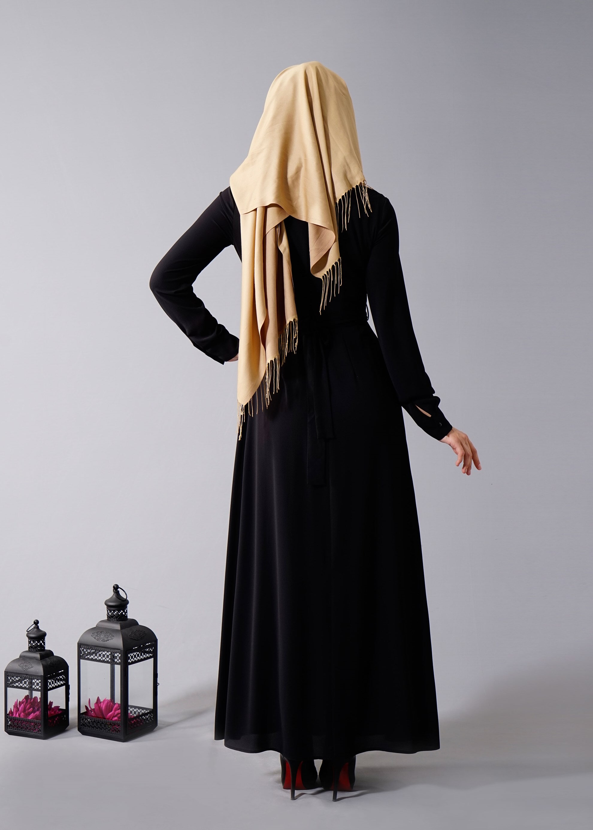 Tesettür giyim SİYAH 4610 Nişantaşı Tesettür Elbise  36/44 TEK38