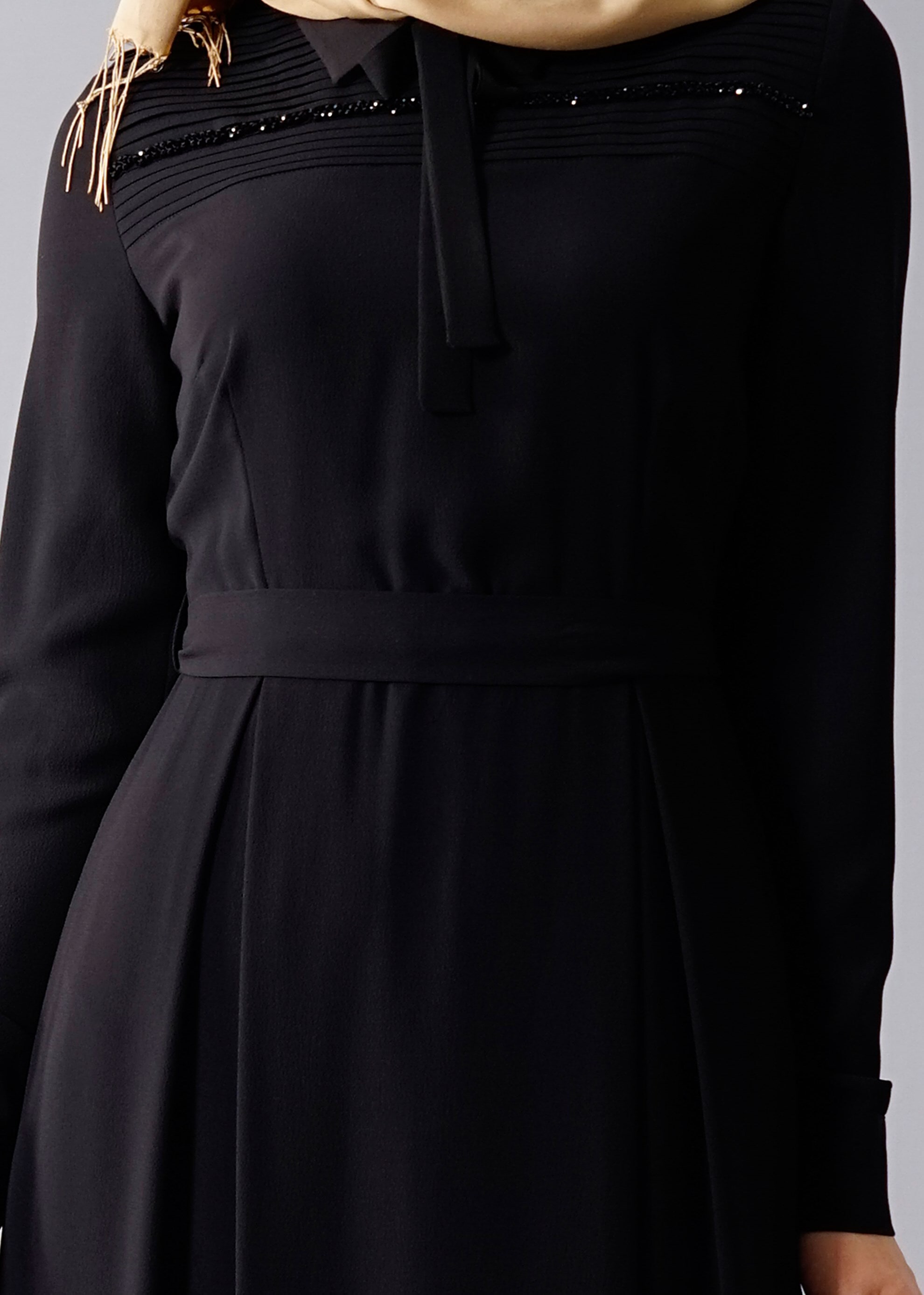 Tesettür giyim SİYAH 4610 Nişantaşı Tesettür Elbise  36/44 TEK38