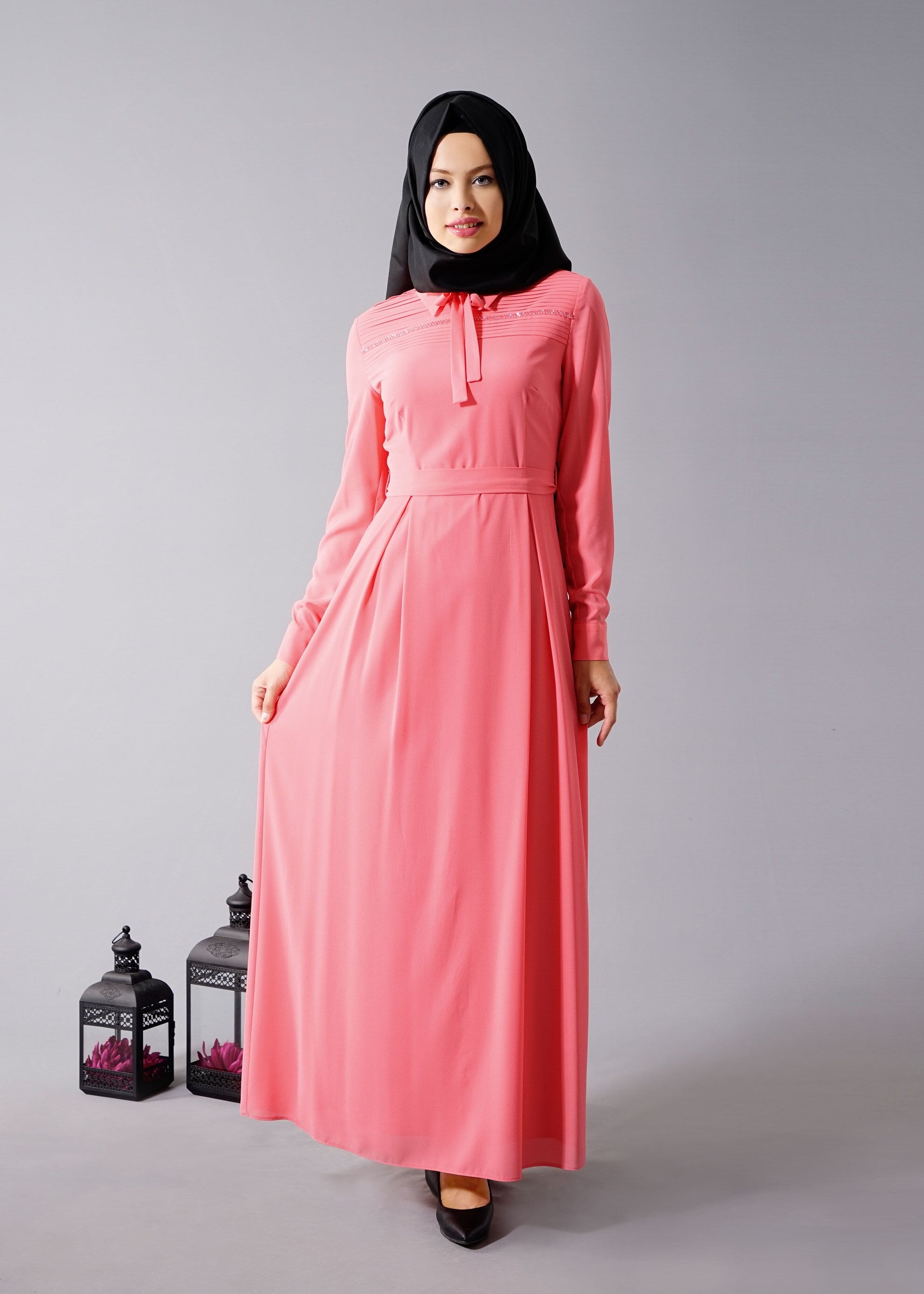 Tesettür giyim MERCAN 4610 Nişantaşı Tesettür Elbise  36/44 TEK38