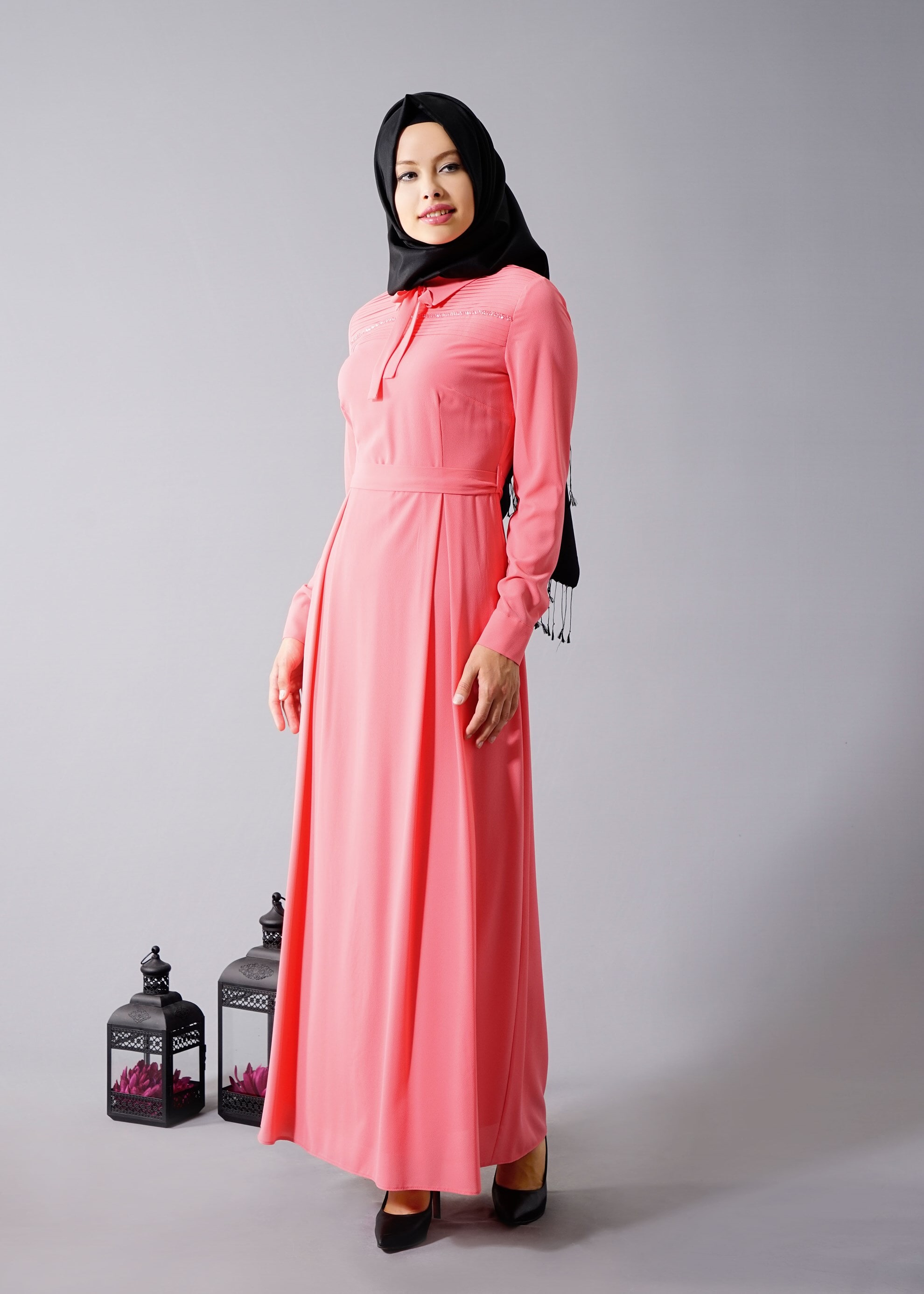 Tesettür giyim MERCAN 4610 Nişantaşı Tesettür Elbise  36/44 TEK38