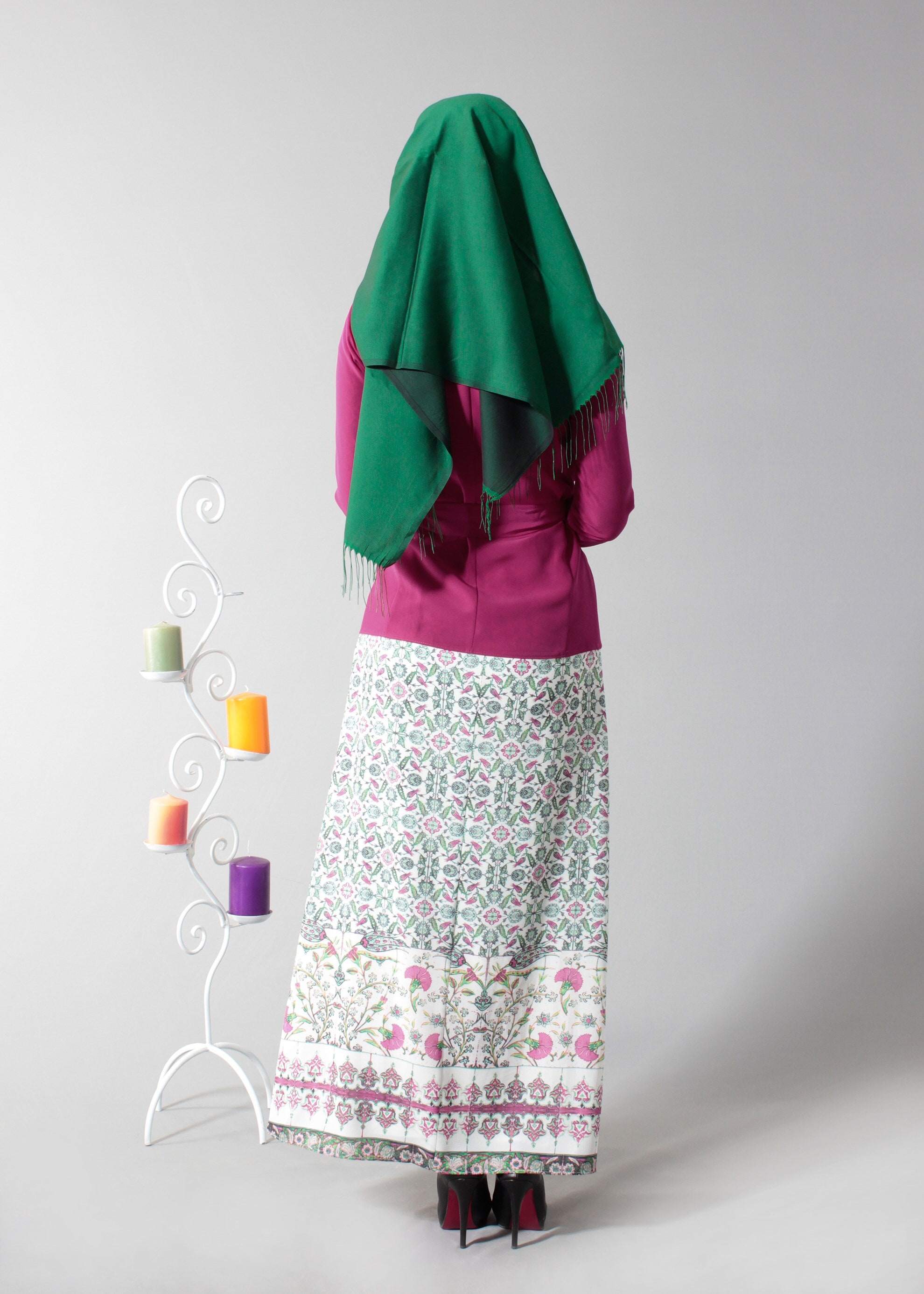 Tesettür giyim FUŞYA 4614 Calara 7953 2&prime;li Tesettür Elbise 38/44 TEK36