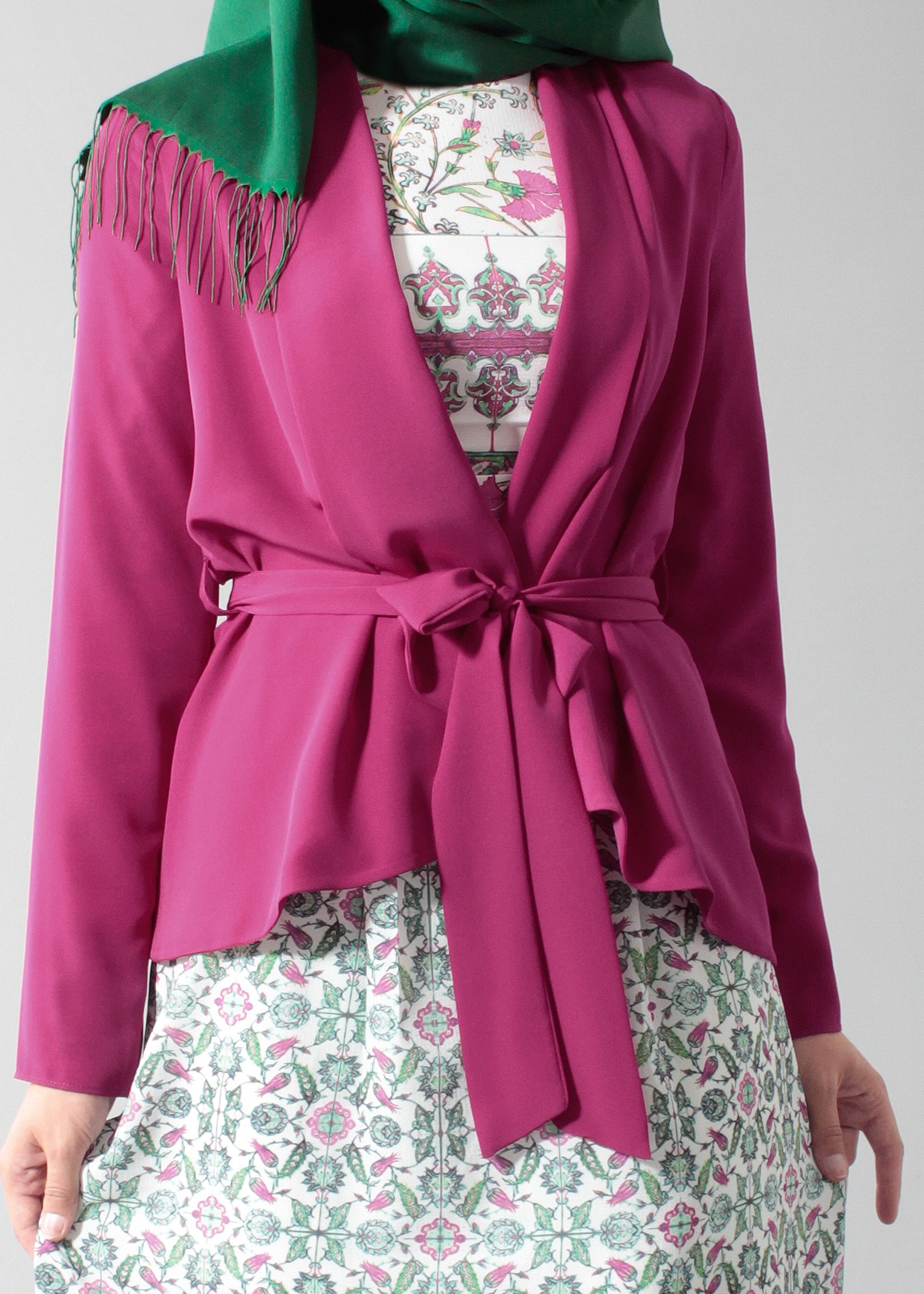 Tesettür giyim FUŞYA 4614 Calara 7953 2&prime;li Tesettür Elbise 38/44 TEK36