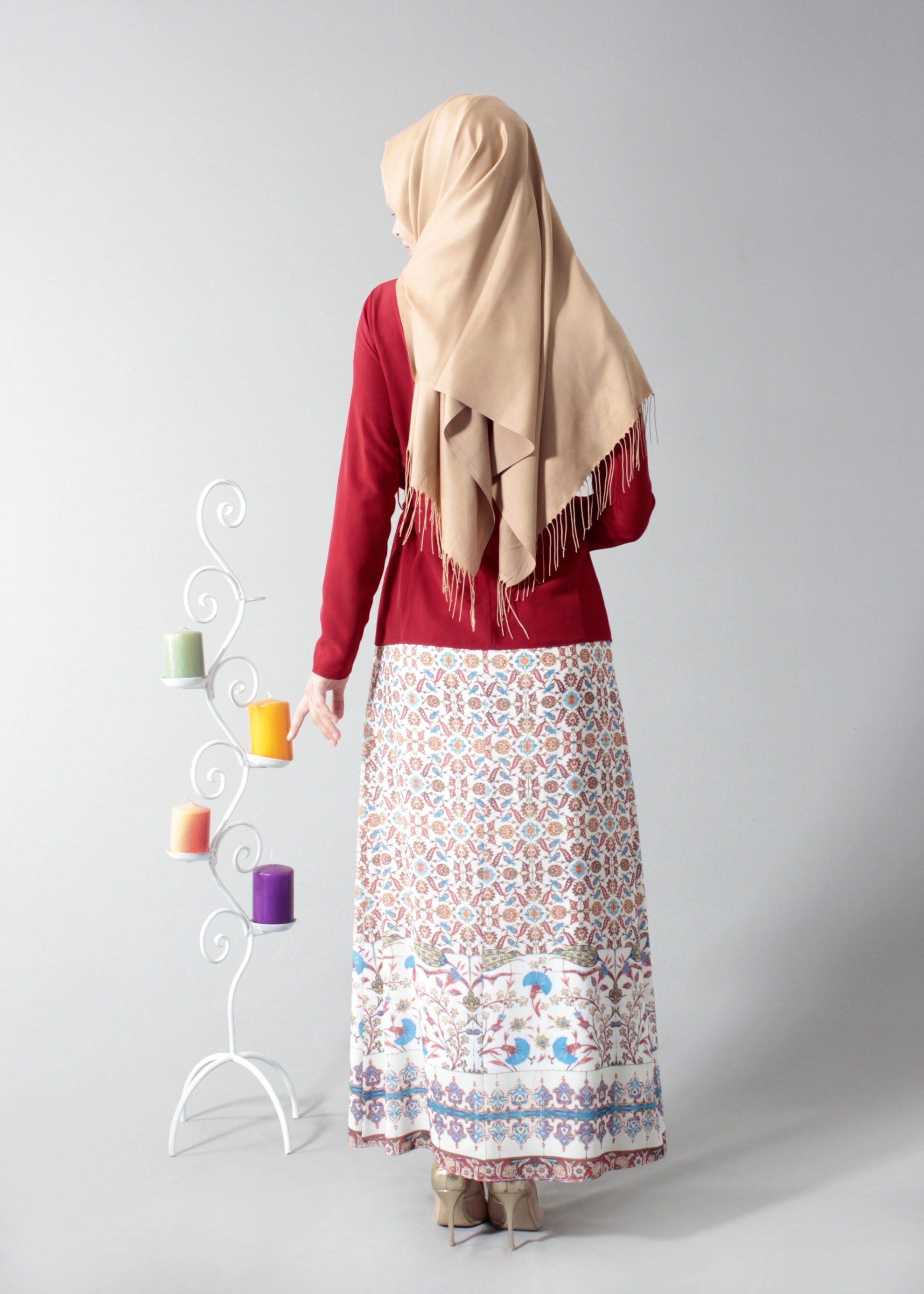 Tesettür giyim TURUNCU 4614 Calara 7953 2&prime;li Tesettür Elbise 38/44 TEK36