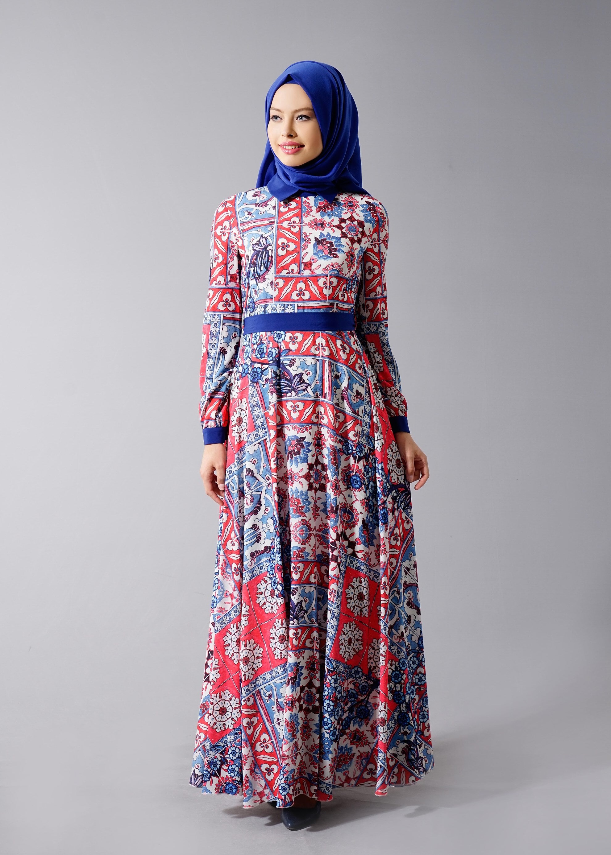 Tesettür giyim MERCAN 4630 BURBLE CREP 7934 TESETTÜR ELBİSE 36/44