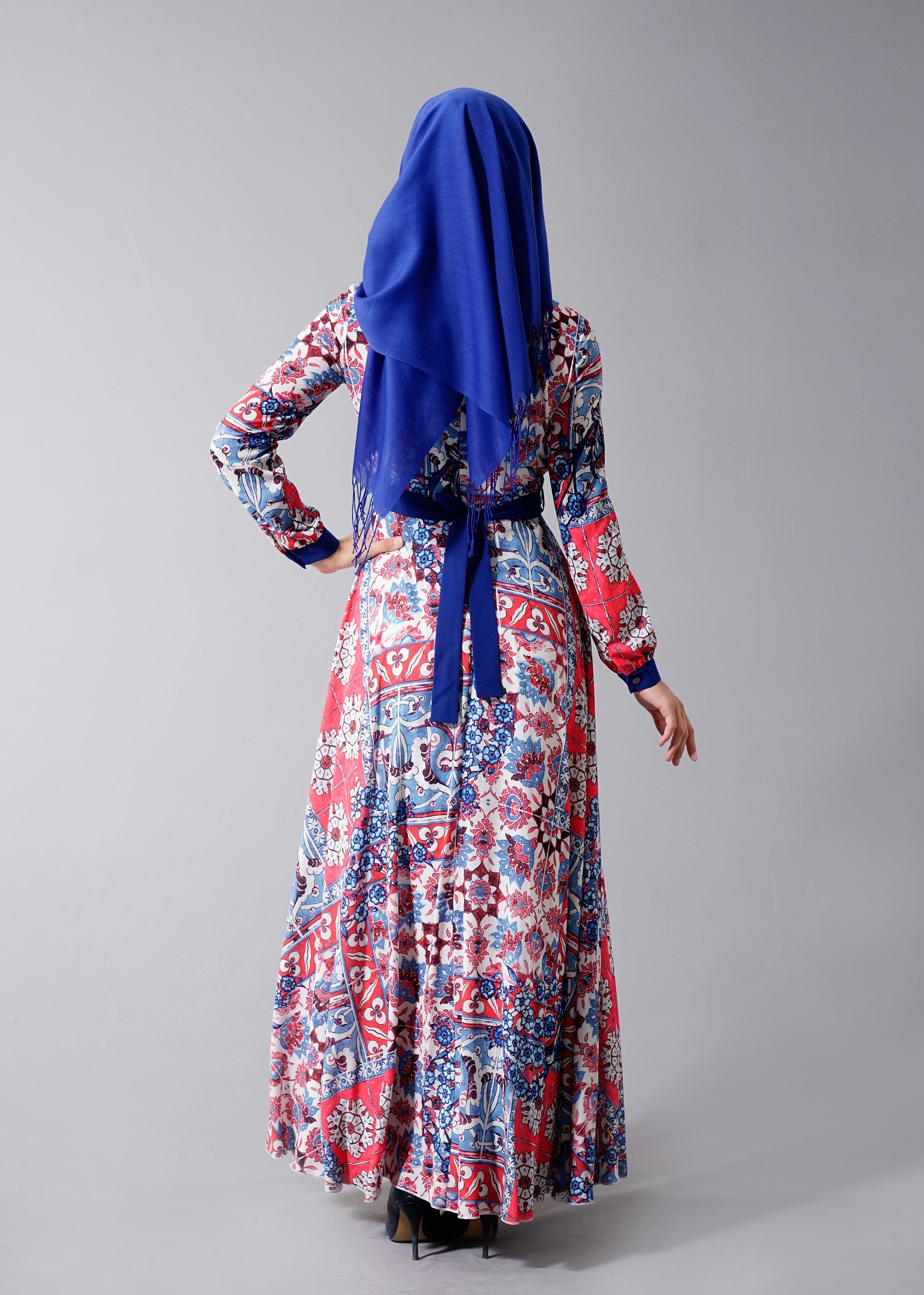 Tesettür giyim MERCAN 4630 BURBLE CREP 7934 TESETTÜR ELBİSE 36/44