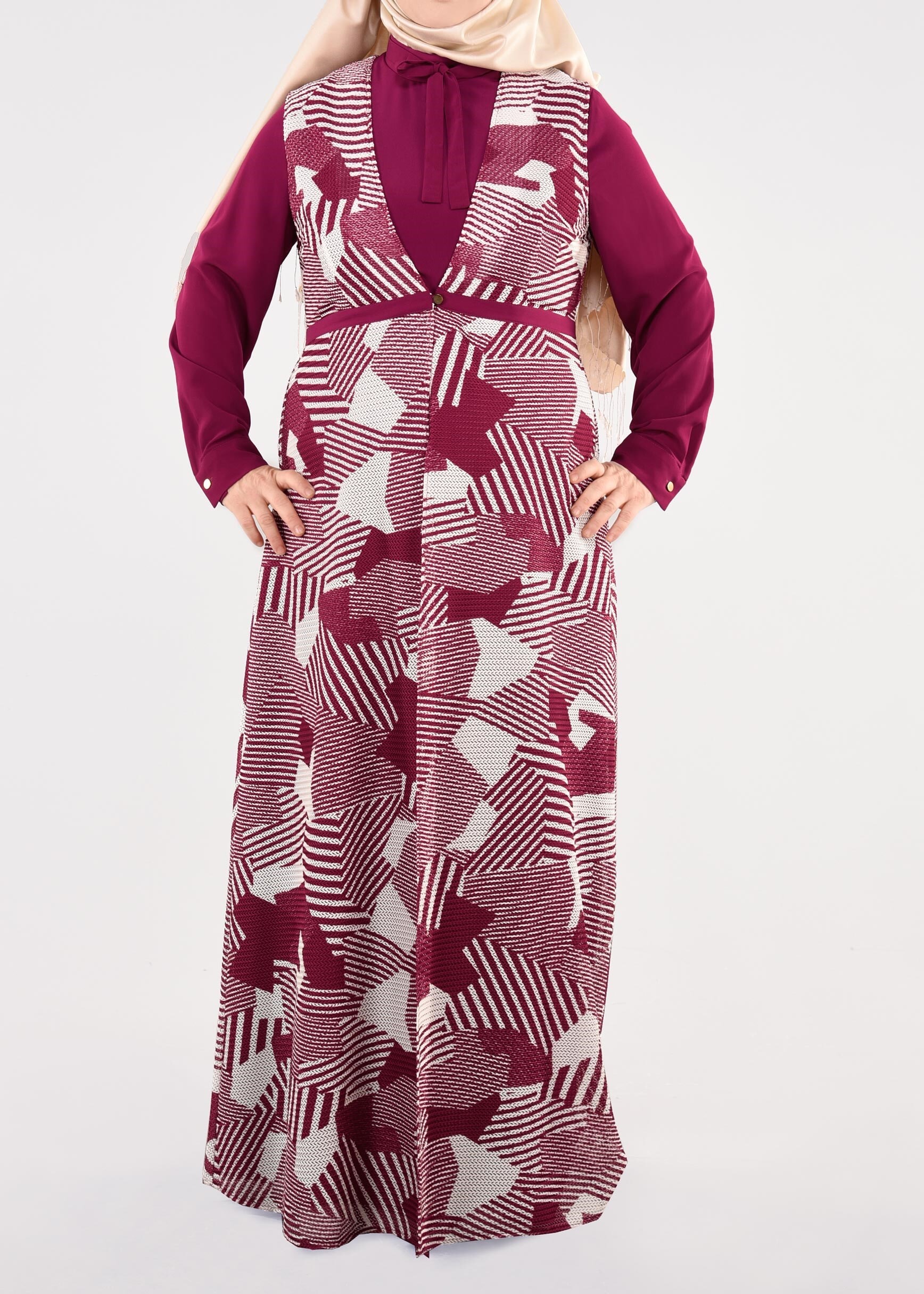 Tesettür giyim FUŞYA 4633 Drago 2′li Tesettür Elbise 40/48