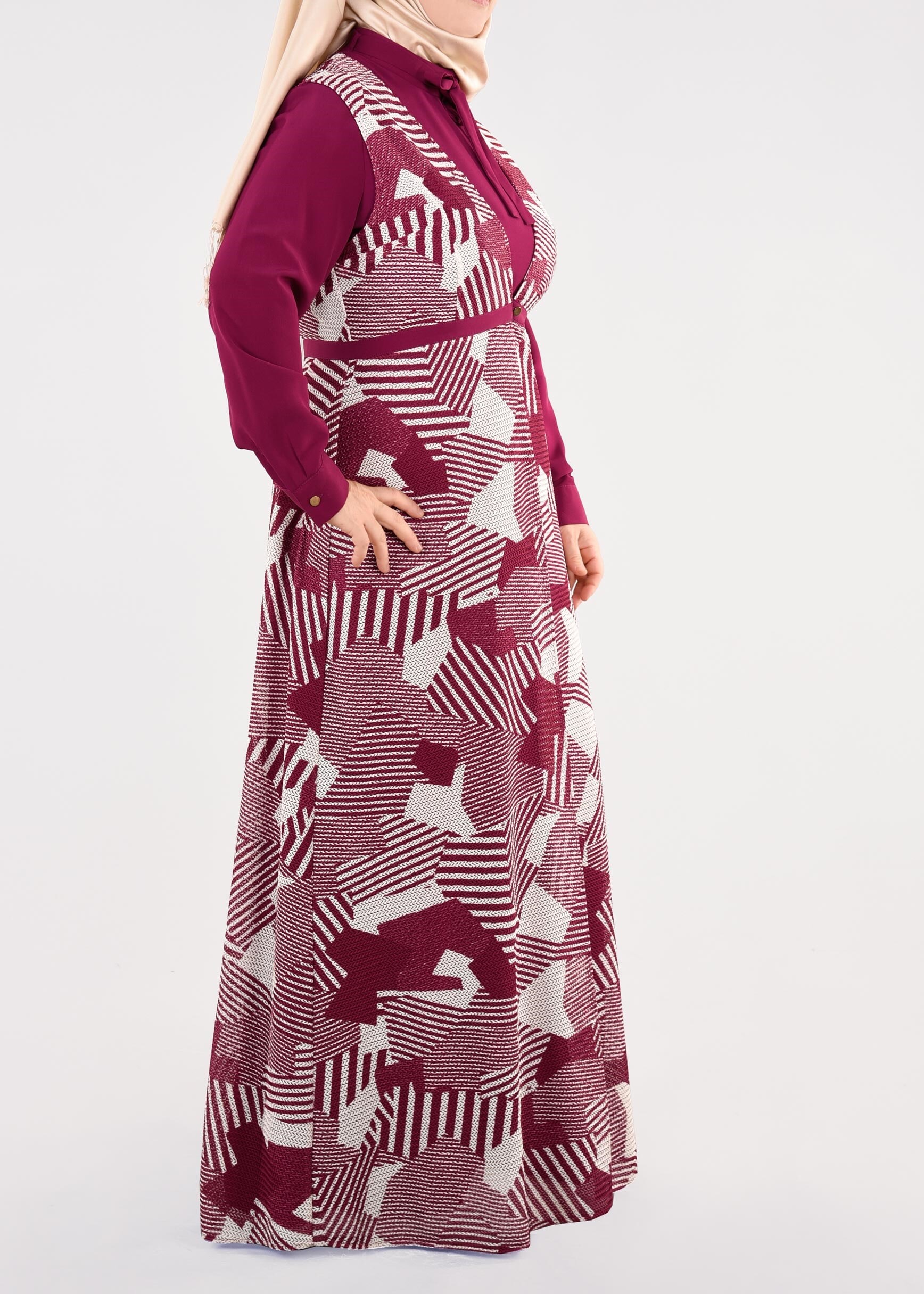 Tesettür giyim FUŞYA 4633 Drago 2′li Tesettür Elbise 40/48