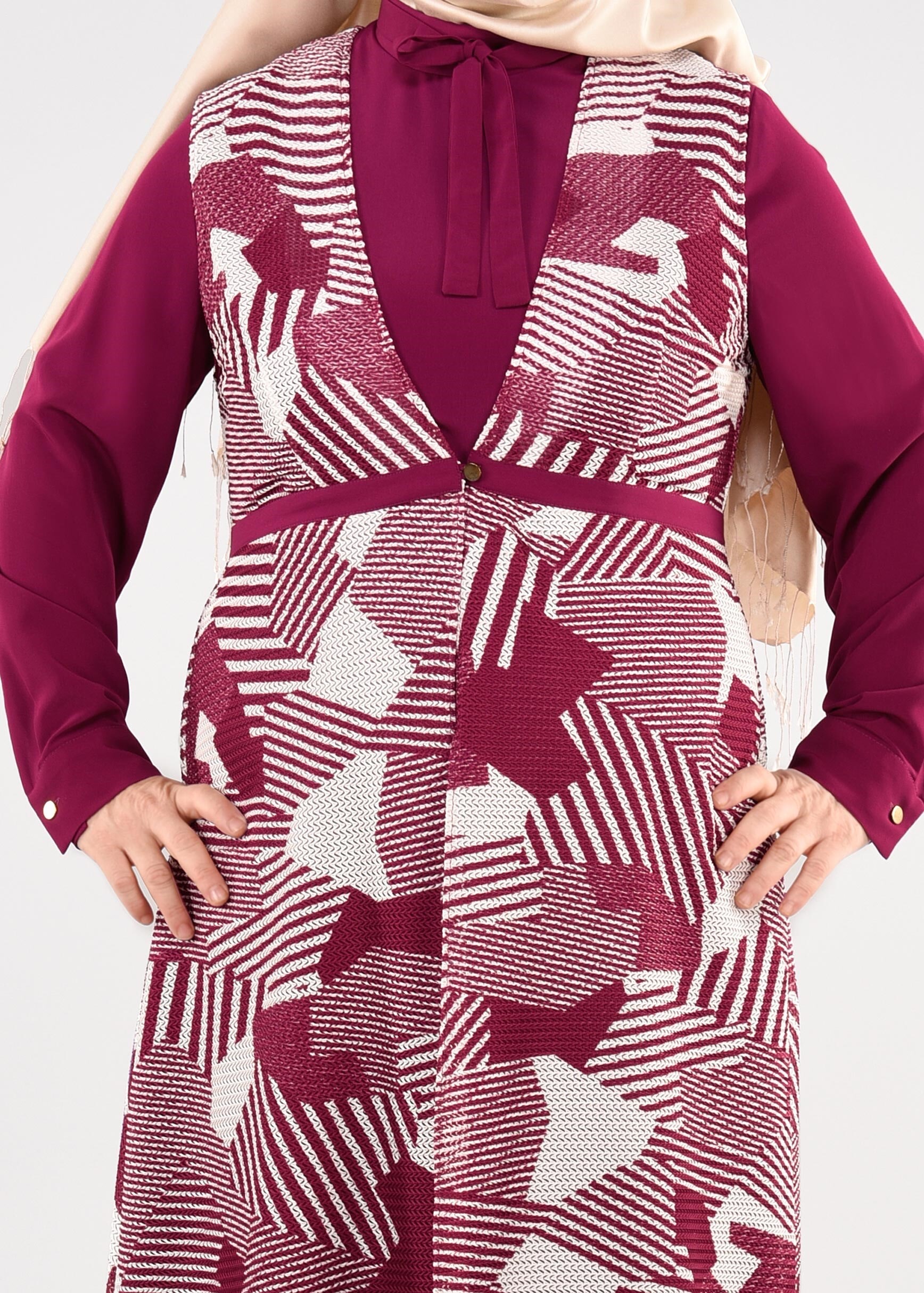 Tesettür giyim FUŞYA 4633 Drago 2′li Tesettür Elbise 40/48