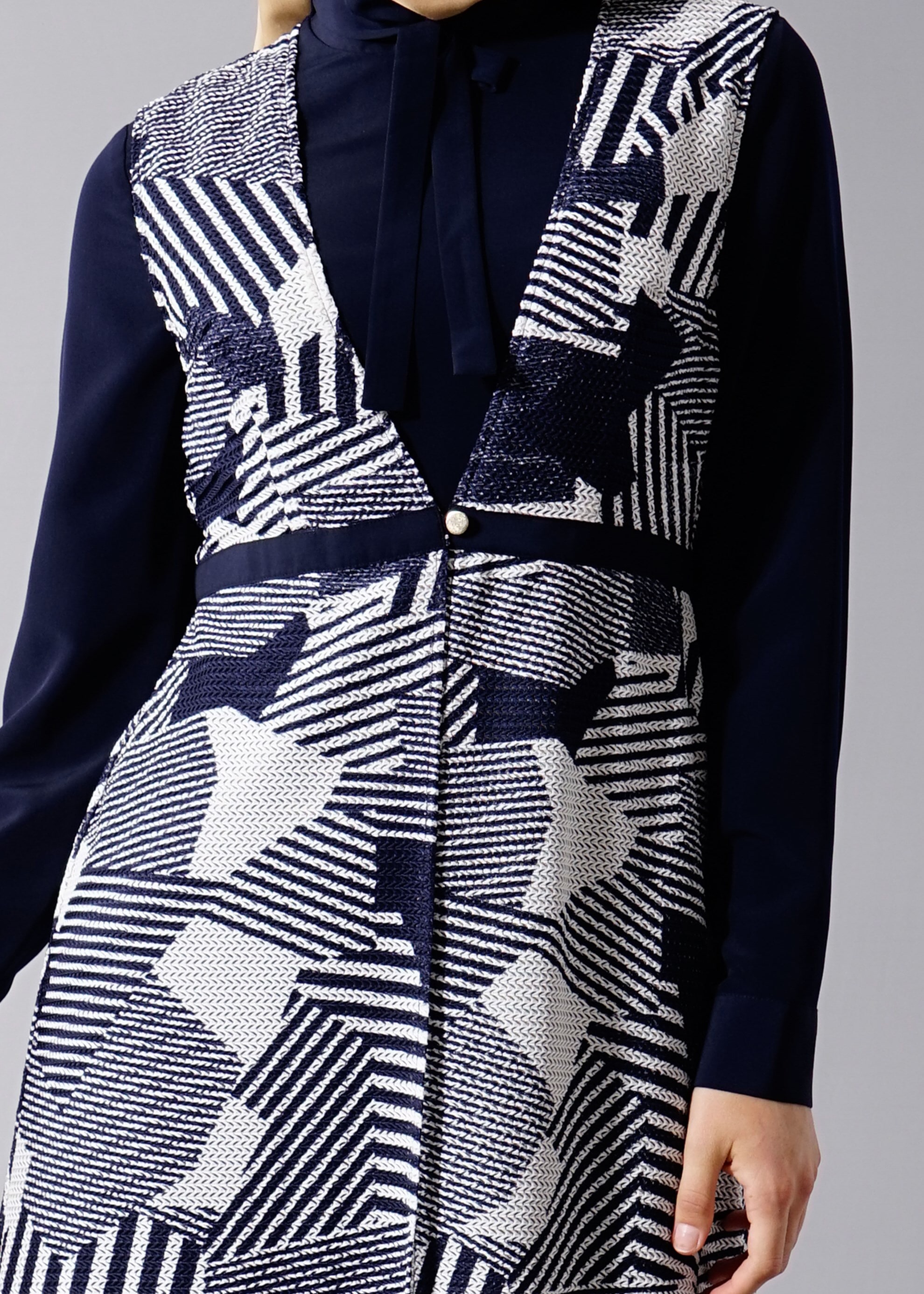 Hijab clothing NAVY BLUE 4633 Drago 2′li Tesettür Elbise 40/48