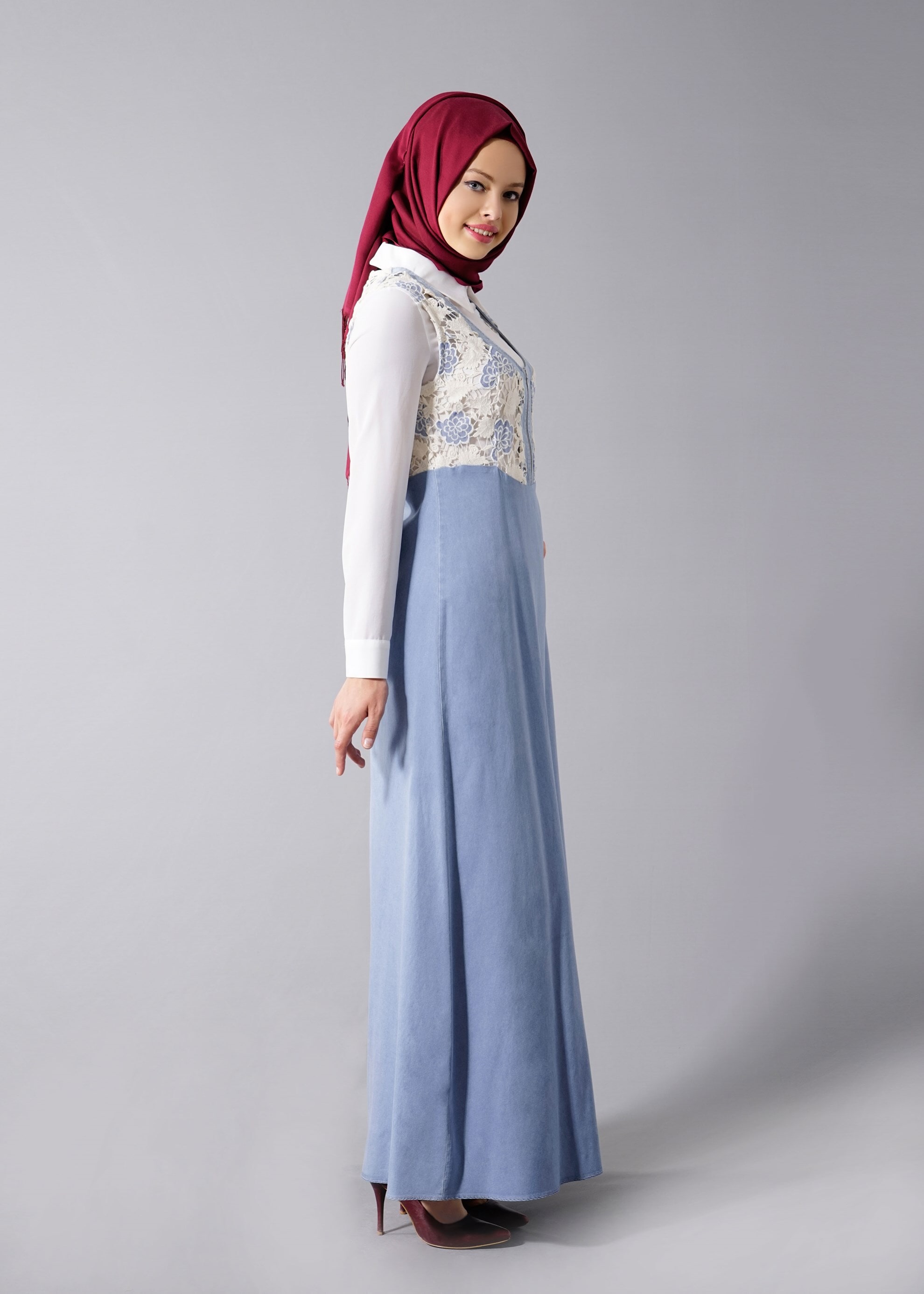 Tesettür giyim MAVİ 4653 Krelia 1669 2&prime;li Tesettür Elbise 36/44(38-40)