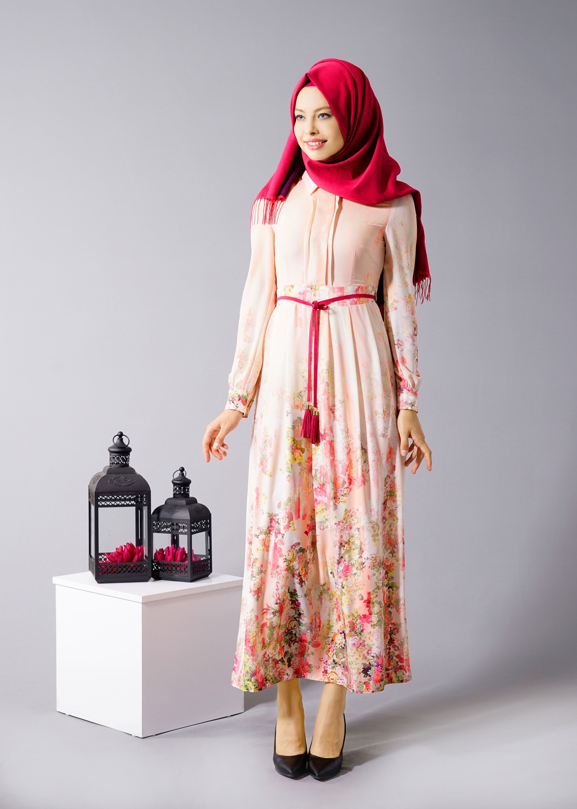 Tesettür giyim PUDRA 4654 Maglia 8275 Tesettür Elbise 38/44 TEK38