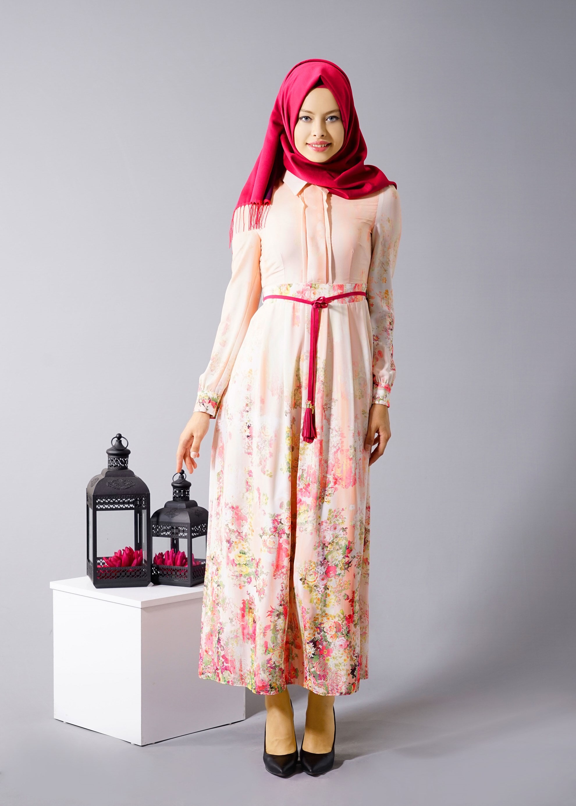 Tesettür giyim PUDRA 4654 Maglia 8275 Tesettür Elbise 38/44 TEK38