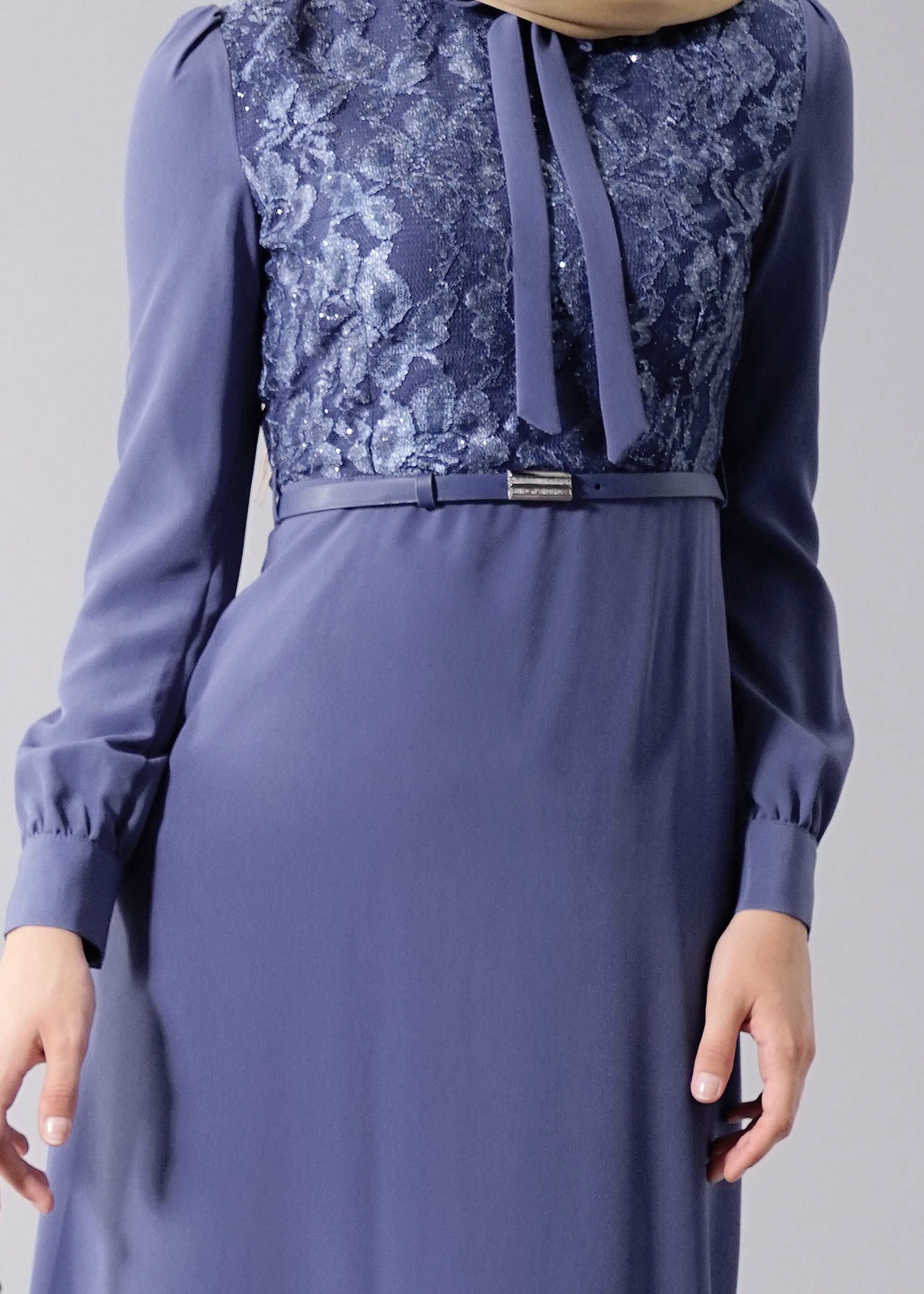 Tesettür giyim LACİVERT 4656 6384 Tesettür Elbise 38/44 TEK40