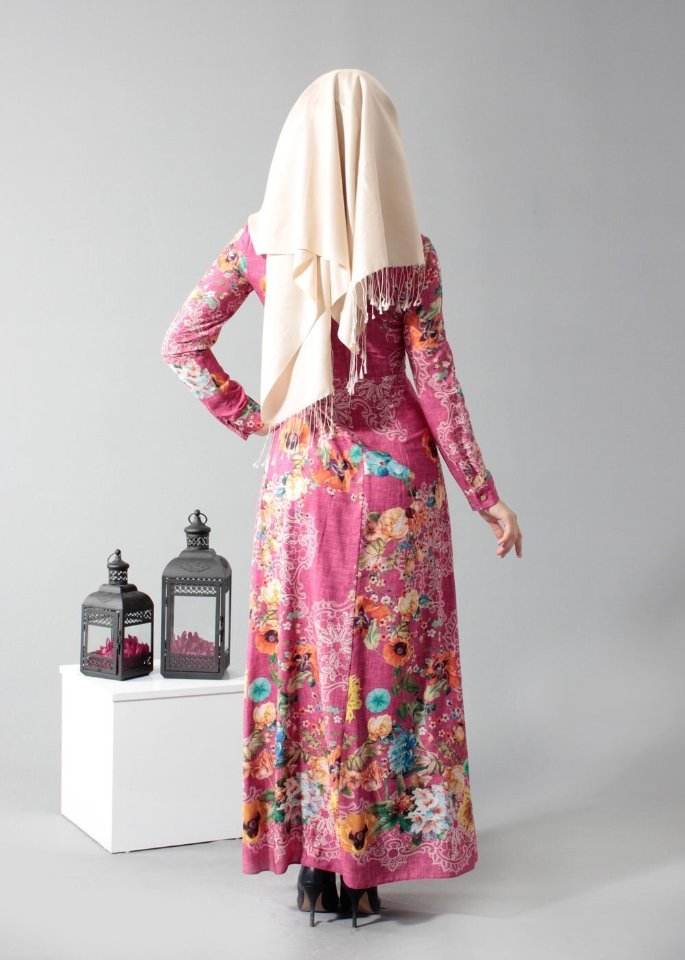 Tesettür giyim FUŞYA 4662 Rosa 9948 Tesettür Elbise 36/44(38-40) TEK42