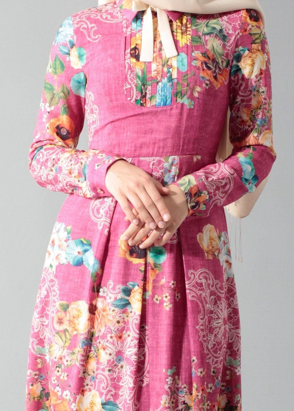 Tesettür giyim FUŞYA 4662 Rosa 9948 Tesettür Elbise 36/44(38-40) TEK42