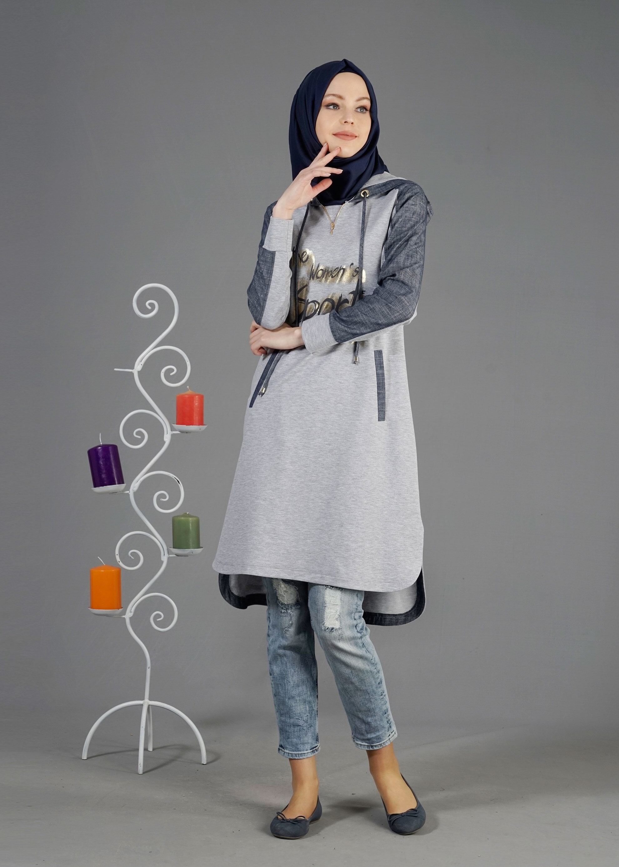 Tesettür giyim GRİ 4314 HİLDA EŞOFMAN 36/44(38-40) TEK38