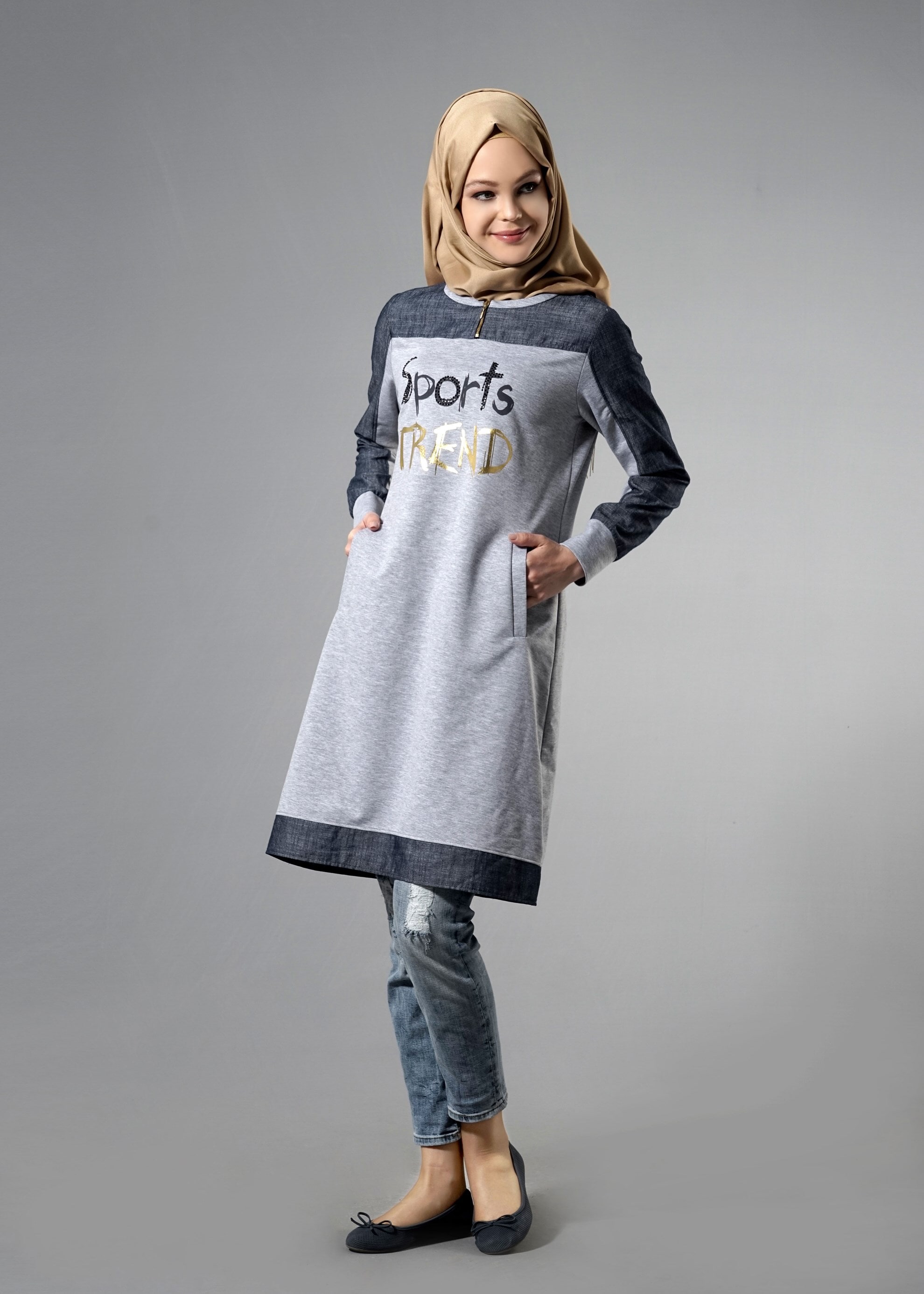 Tesettür giyim GRİ 4316 Hilda Tesettür Eşofman 36/44(38-40)