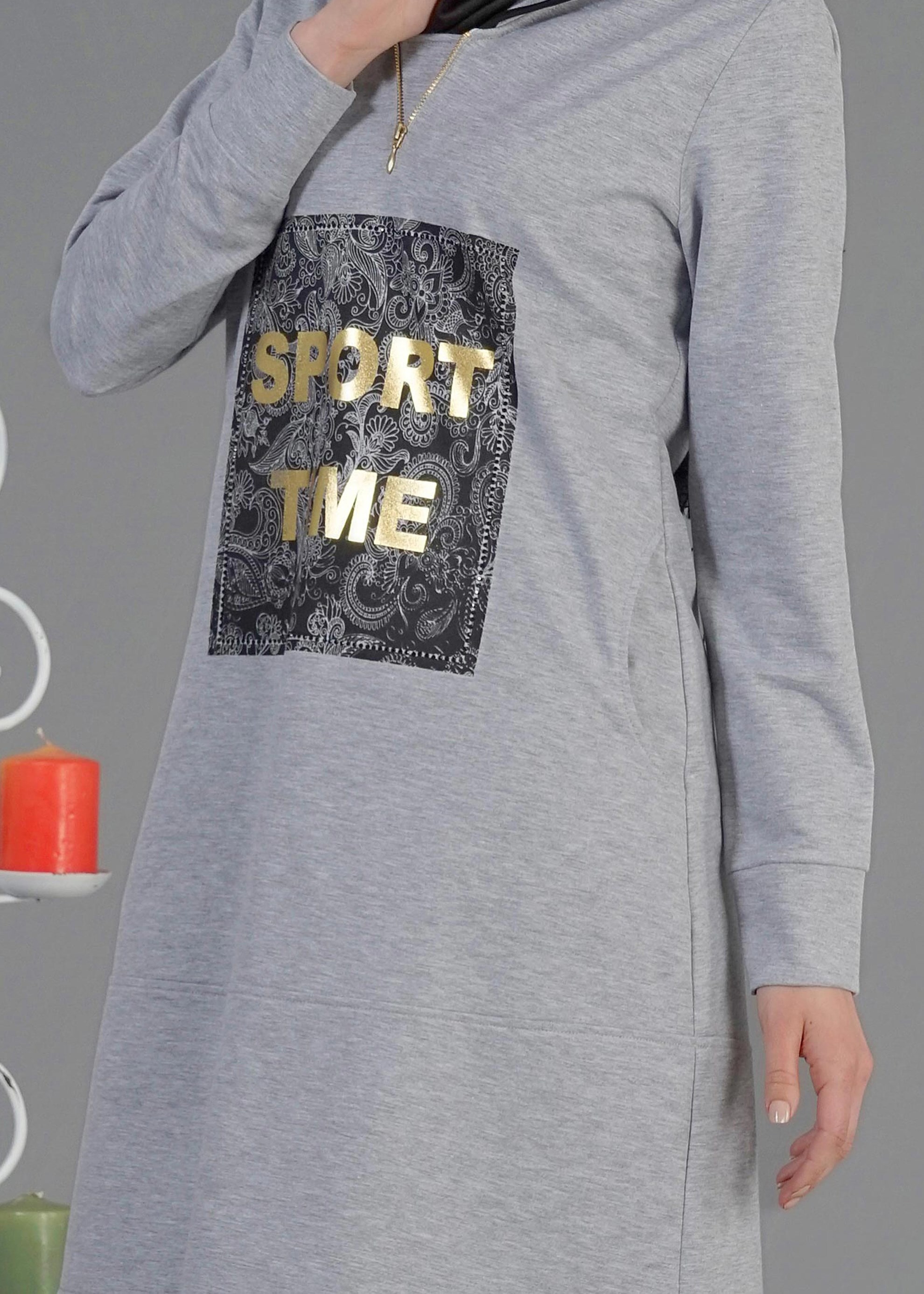 Tesettür giyim GRİ 4317 Hilda Tesettür Eşofman Tunik 36/44(38-40)