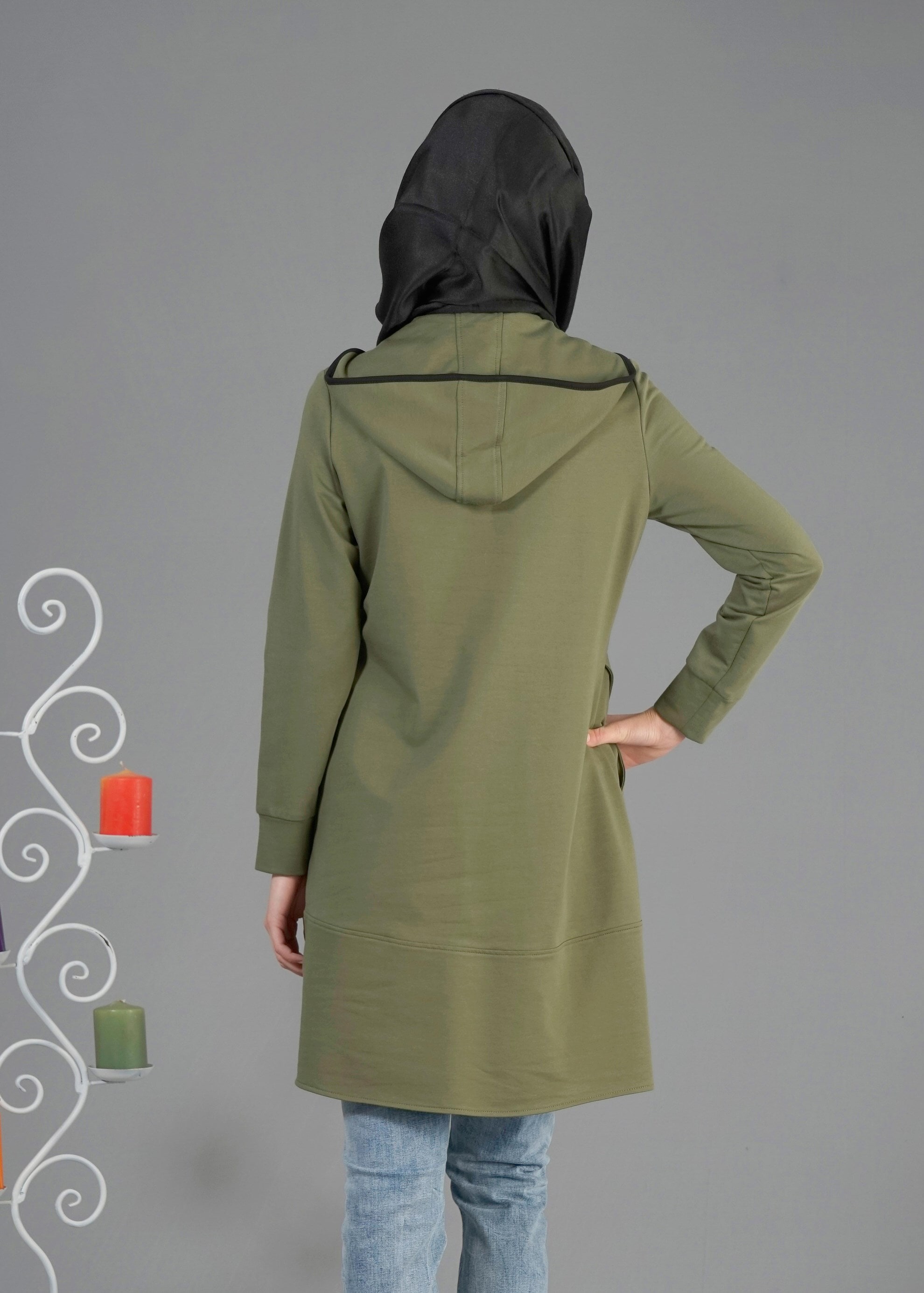 Tesettür giyim HAKİ 4317 Hilda Tesettür Eşofman Tunik 36/44(38-40)