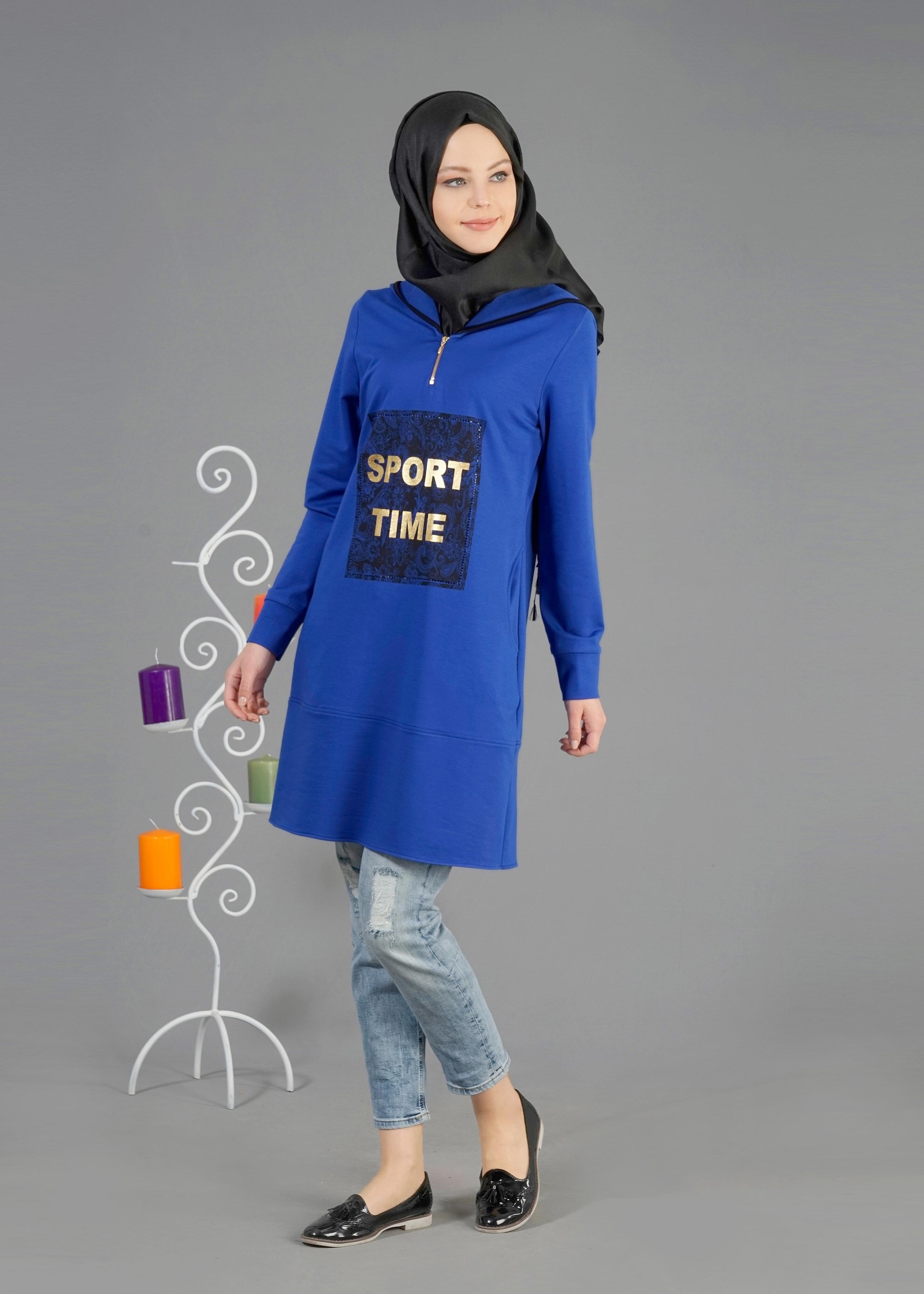 Tesettür giyim LACİVERT 4317 Hilda Tesettür Eşofman Tunik 36/44(38-40)