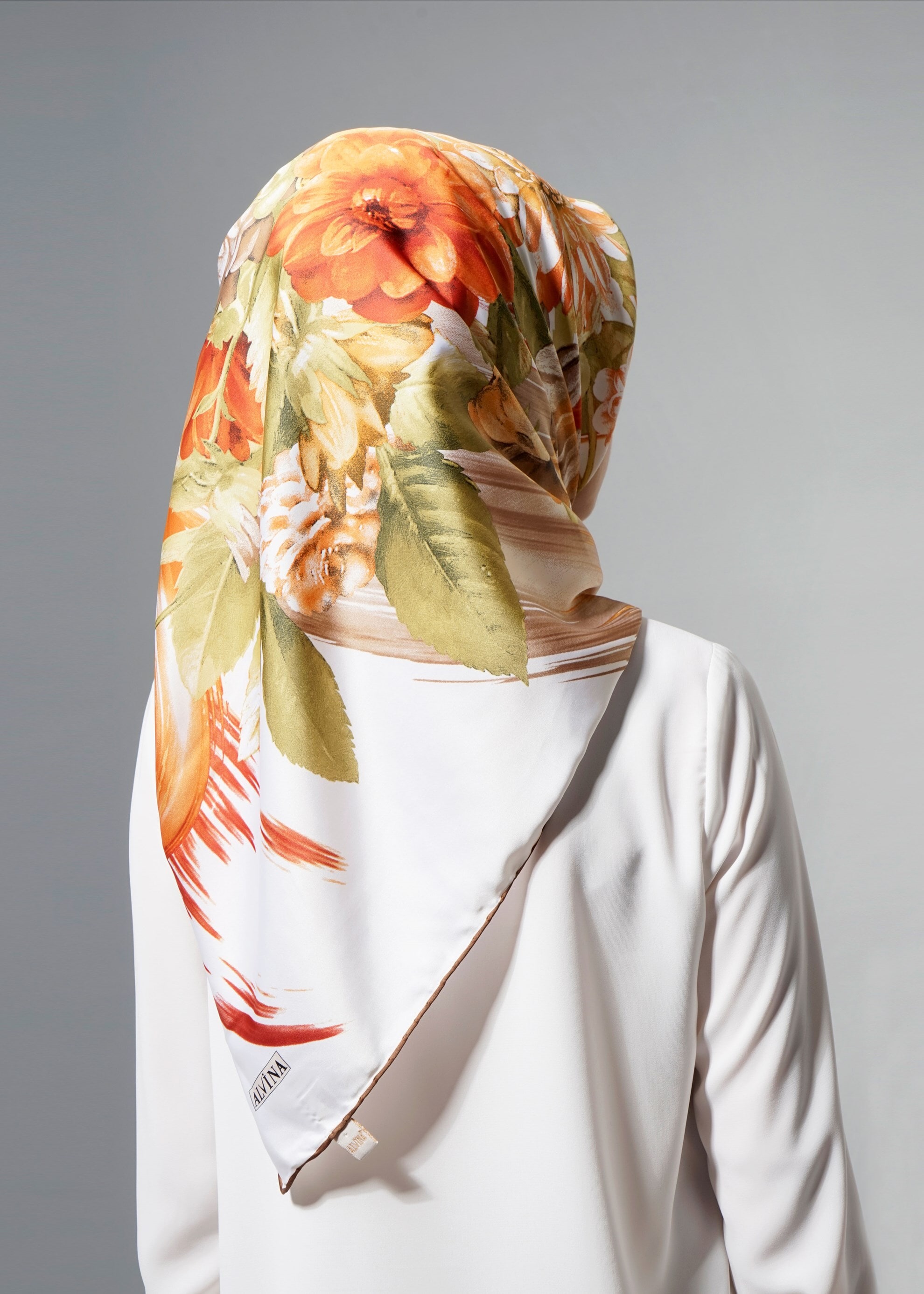 Tesettür giyim BEJ 12607 ALVİNA DESENLİ EŞARP