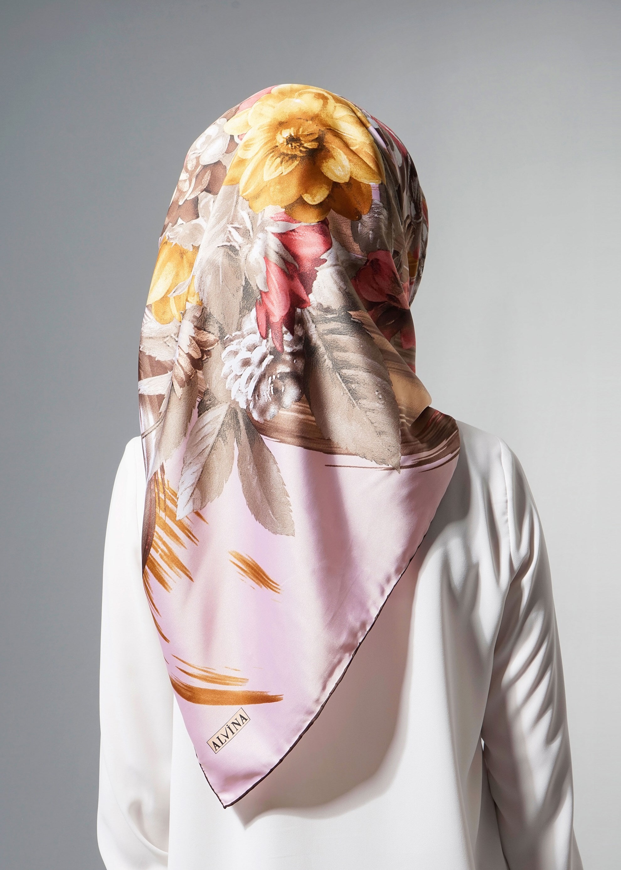 Tesettür giyim PUDRA 12607 ALVİNA DESENLİ EŞARP