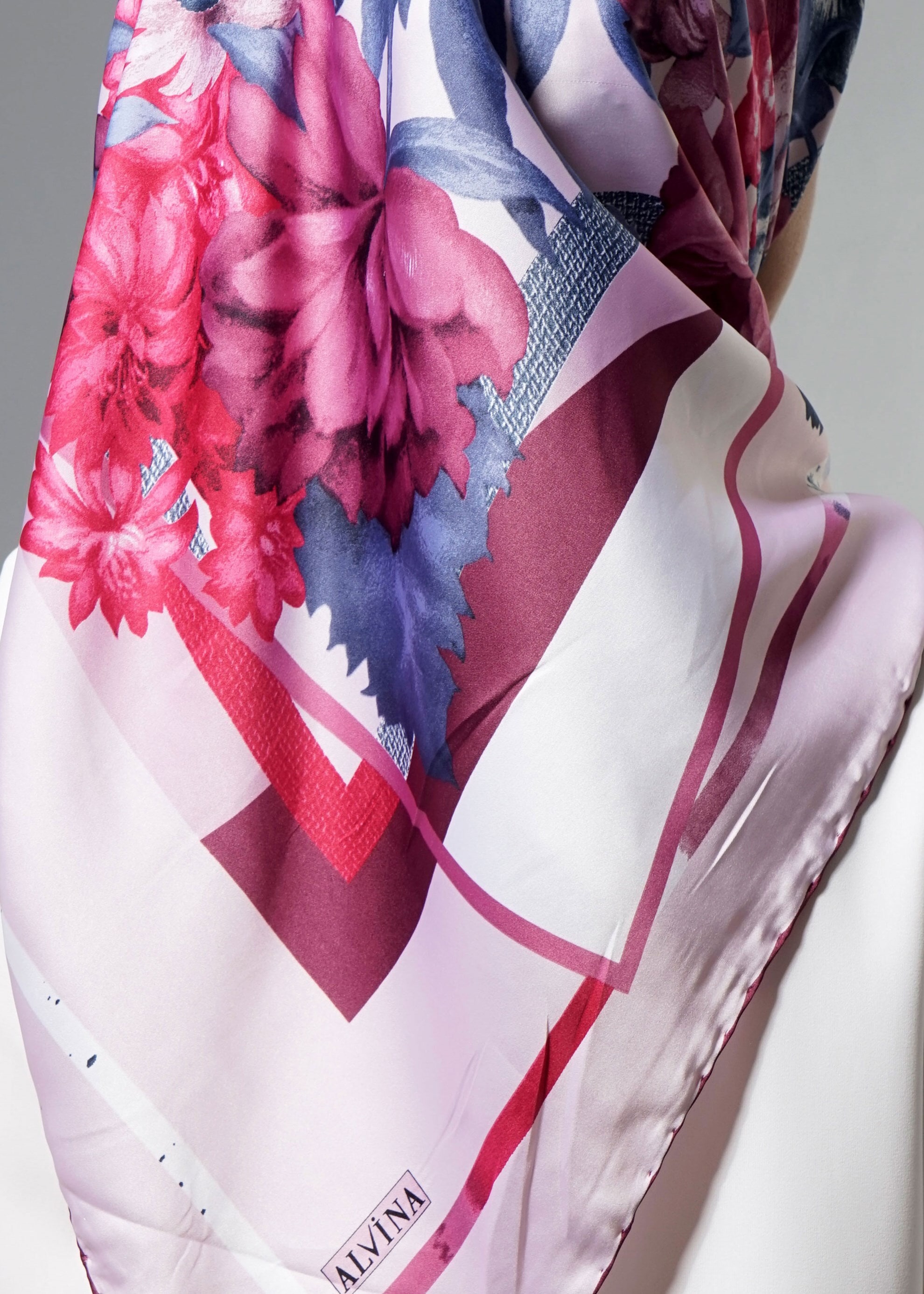 Tesettür giyim PUDRA 12608 ALVİNA DESENLİ EŞARP