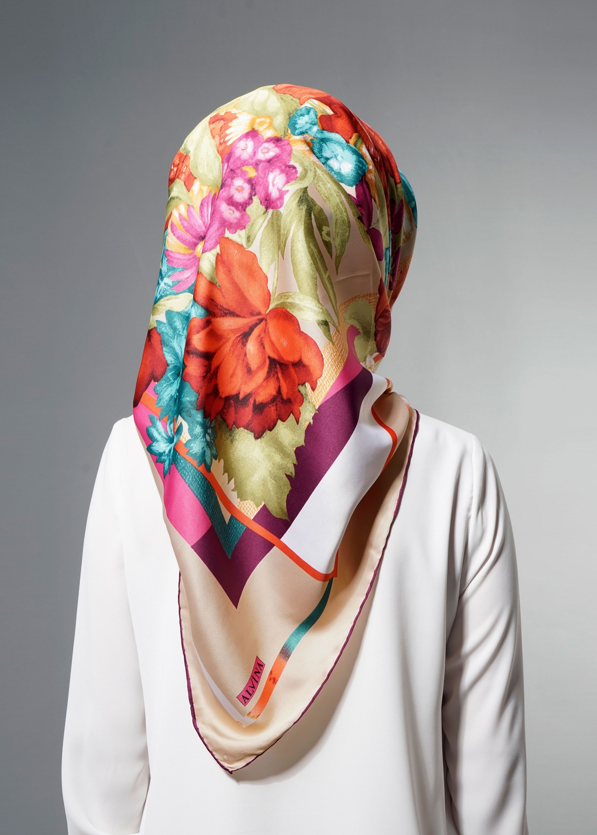 Tesettür giyim BEJ 12608 ALVİNA DESENLİ EŞARP