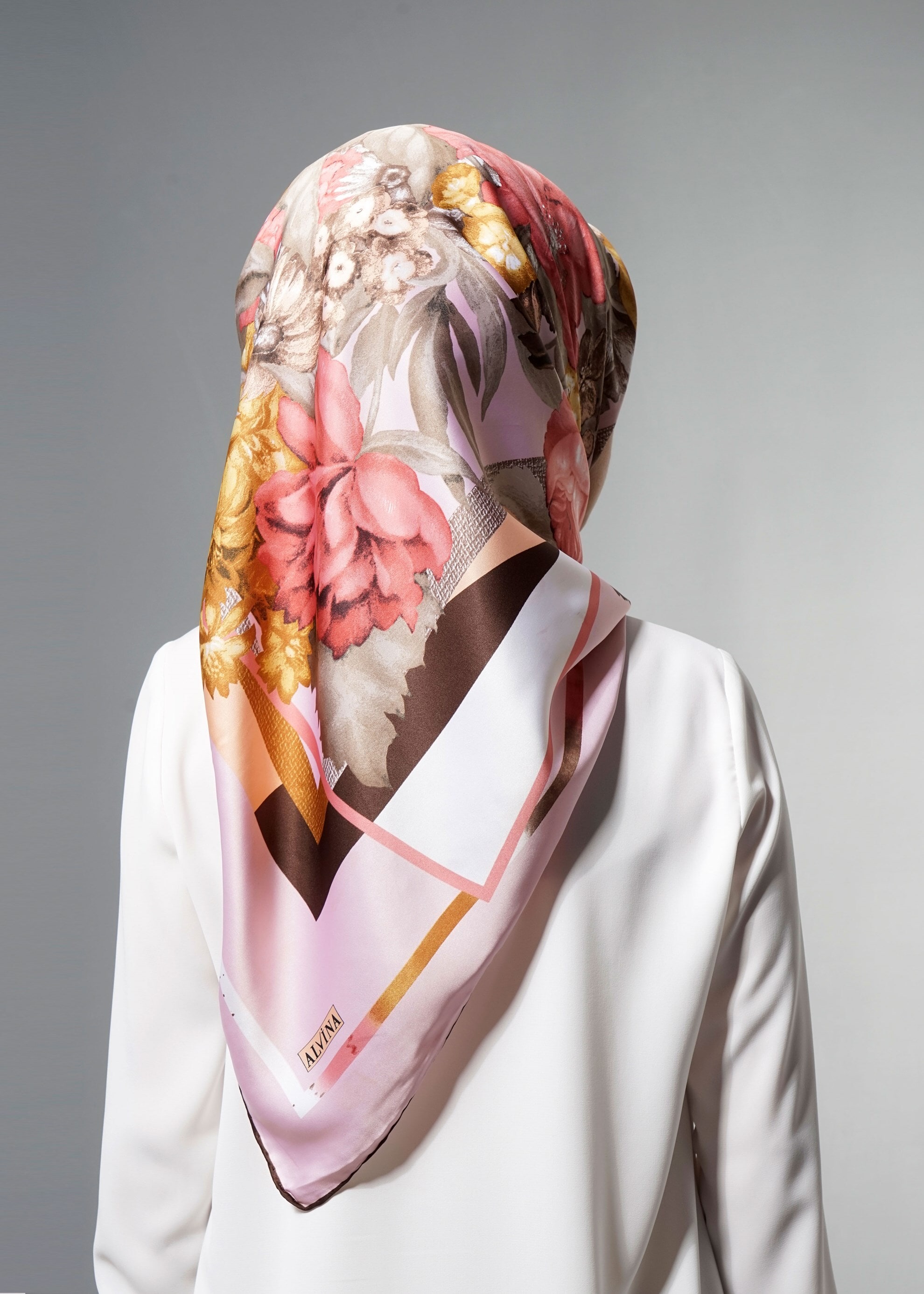 Tesettür giyim PUDRA 12608 ALVİNA DESENLİ EŞARP