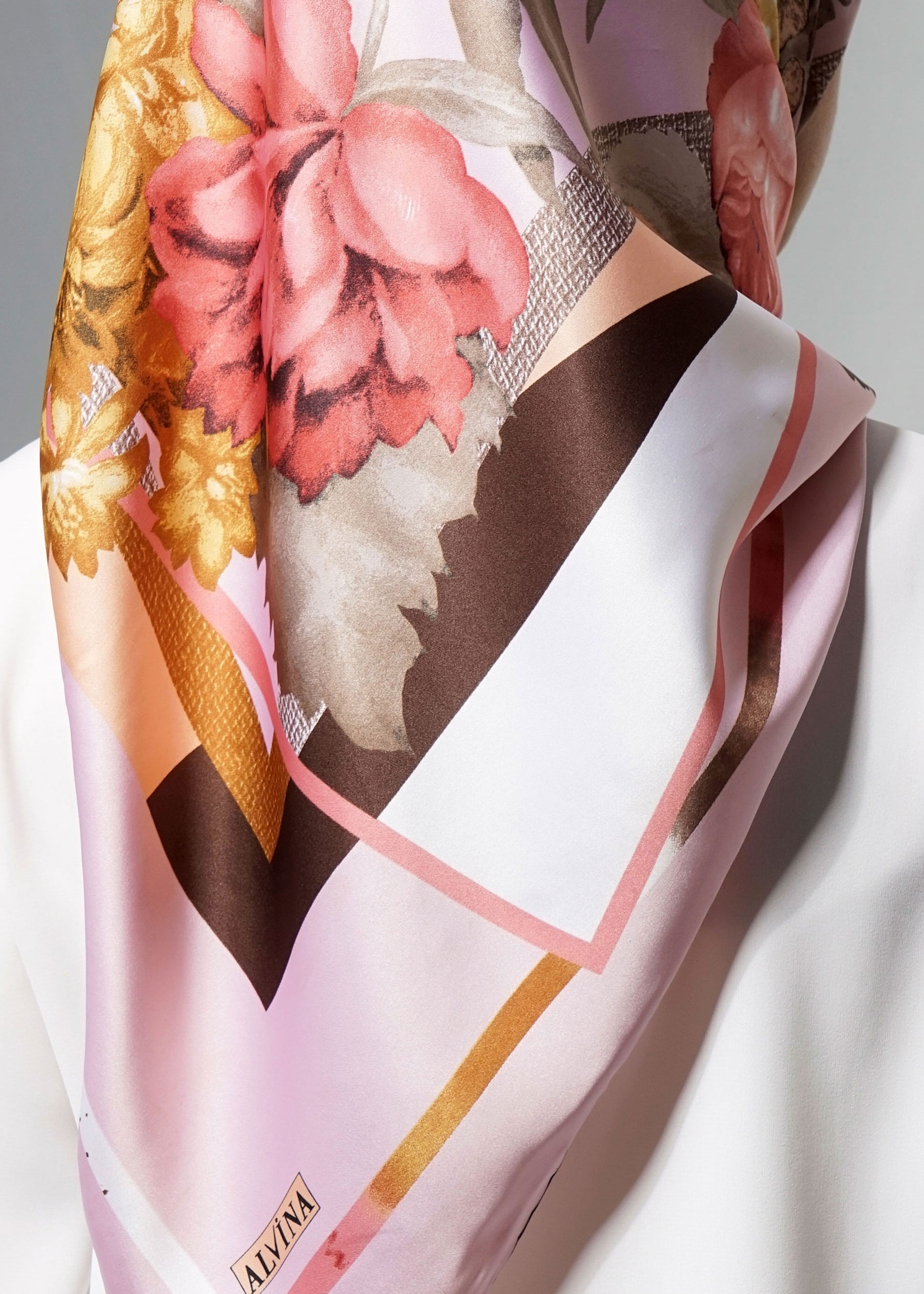 Tesettür giyim PUDRA 12608 ALVİNA DESENLİ EŞARP