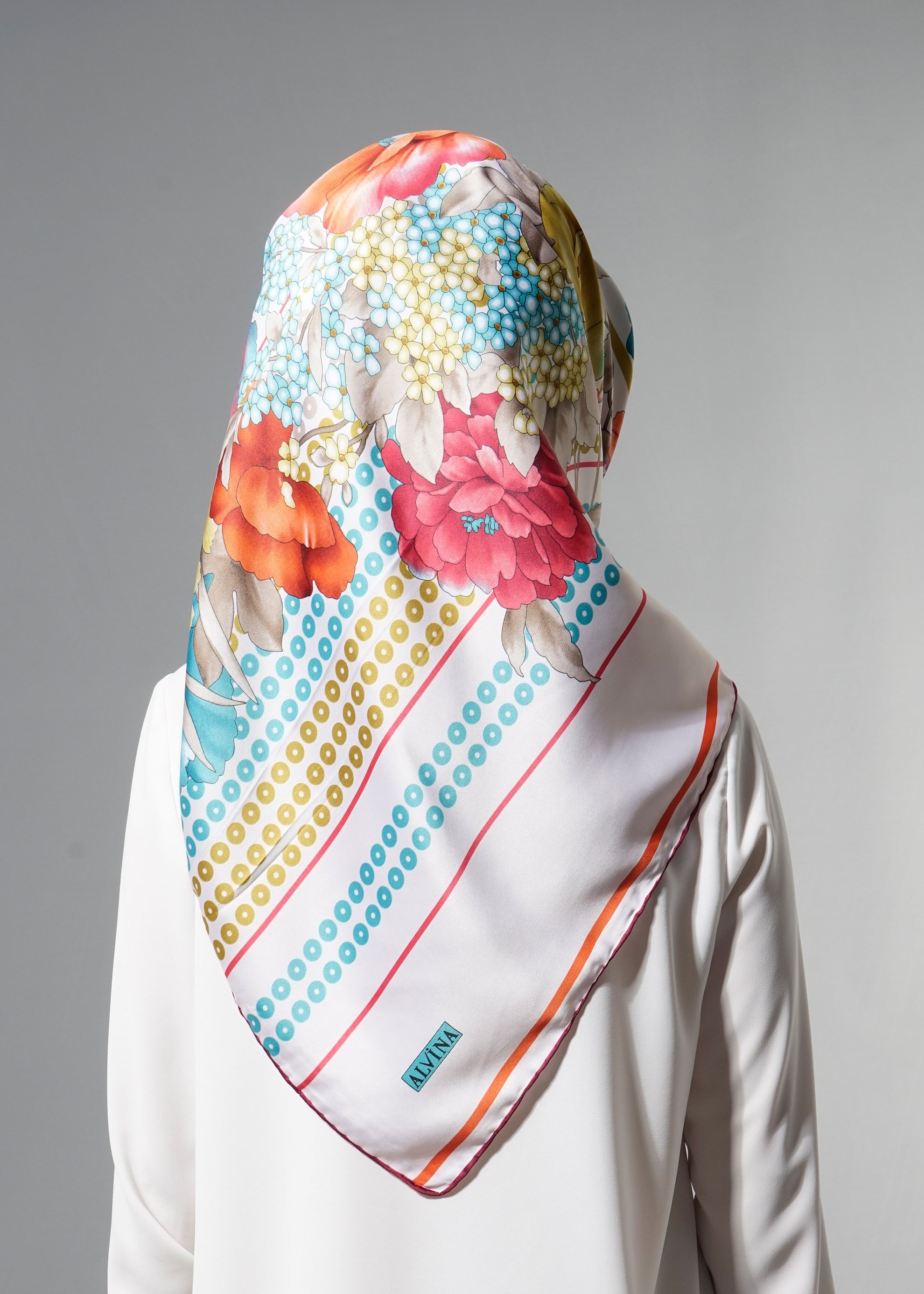 Tesettür giyim BEJ 12620 ALVİNA DESENLİ EŞARP