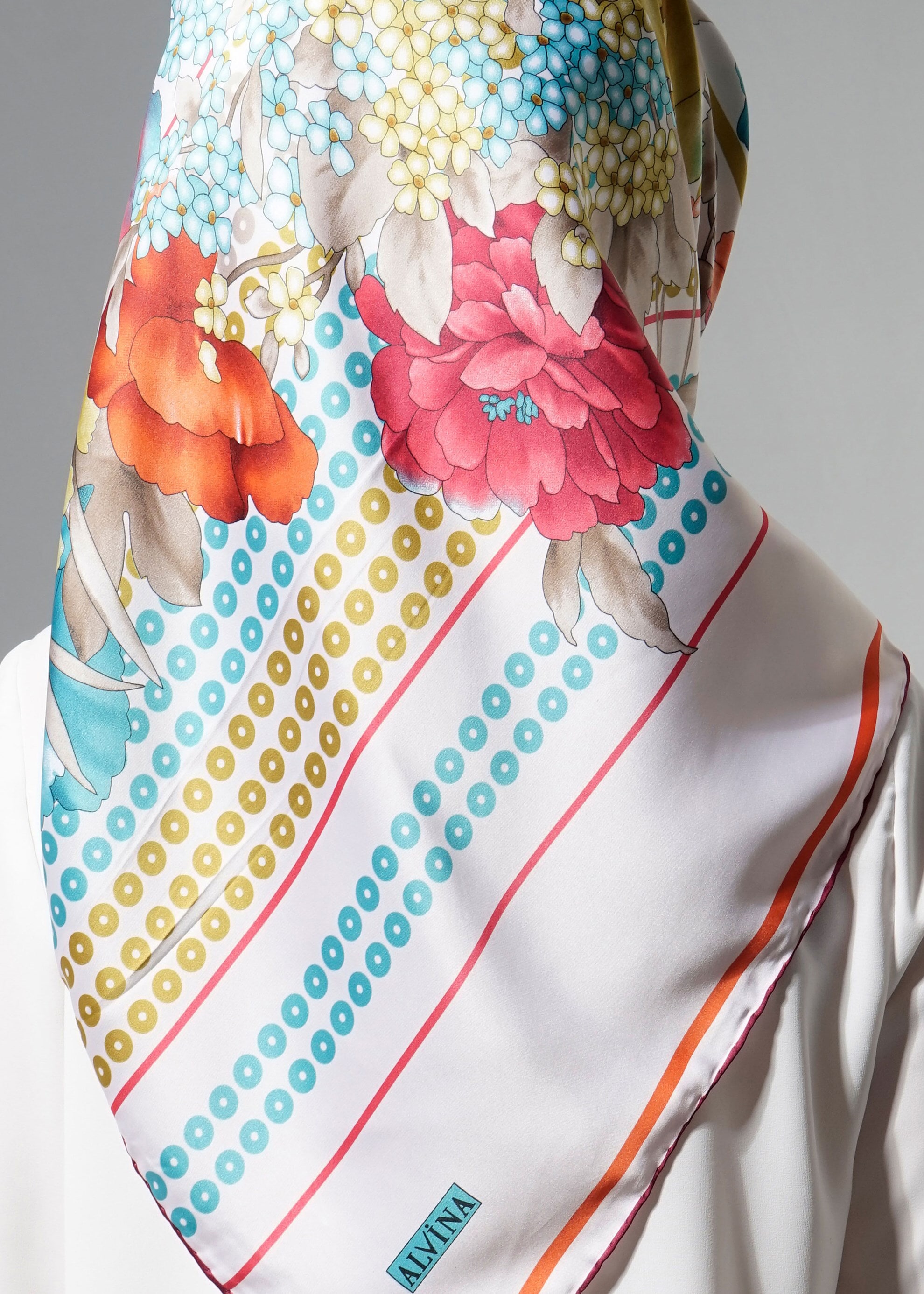 Tesettür giyim BEJ 12620 ALVİNA DESENLİ EŞARP