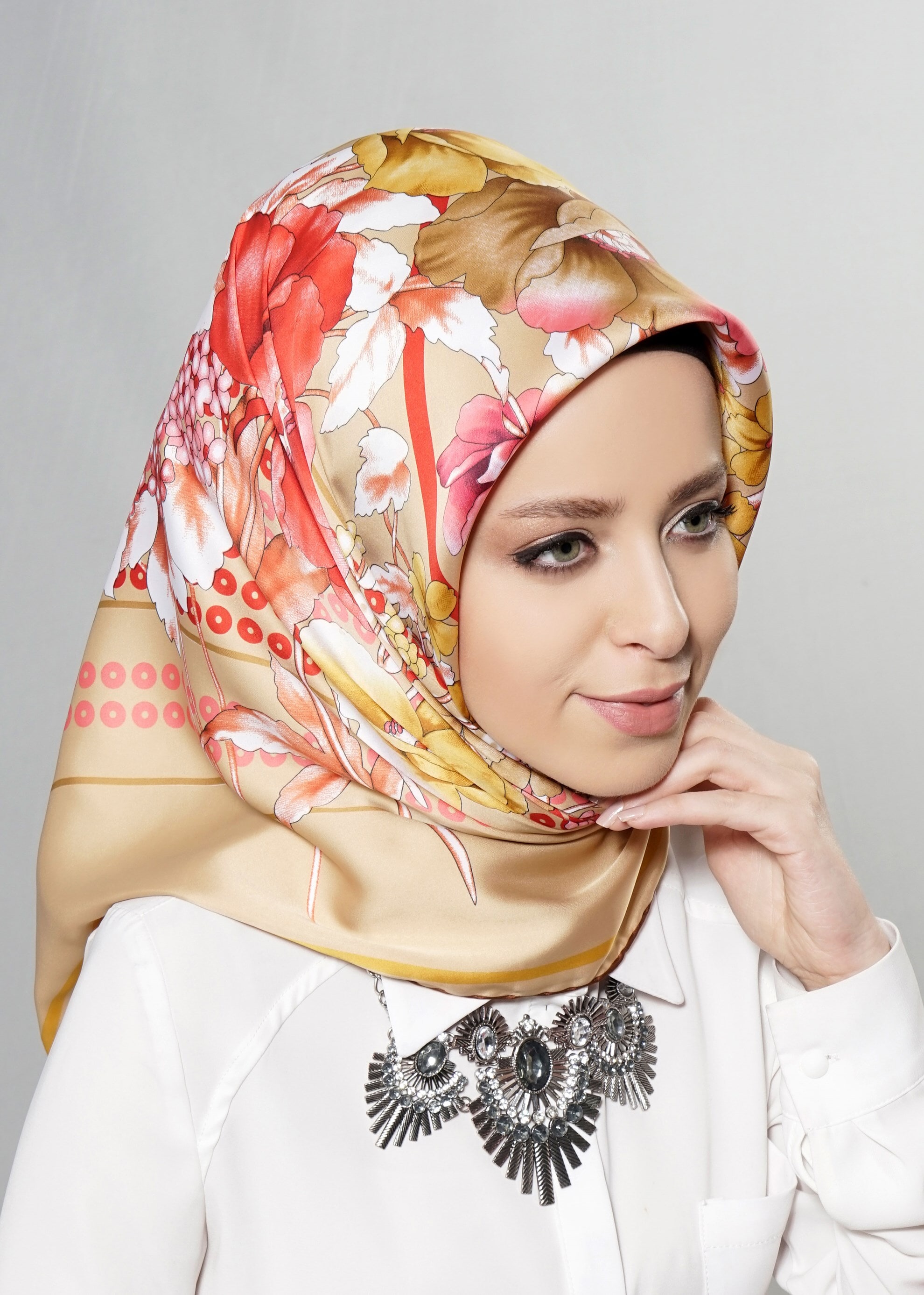 Tesettür giyim KAHVE 12620 ALVİNA DESENLİ EŞARP