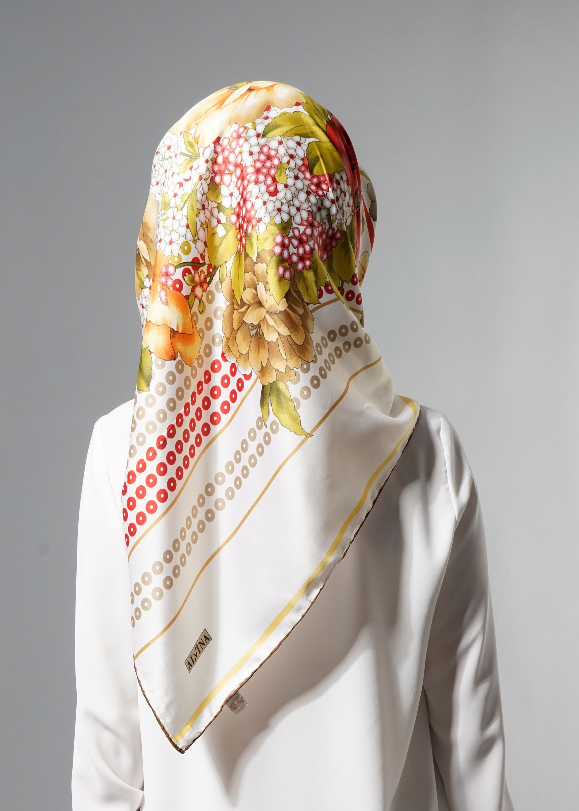 Tesettür giyim BEJ 12620 ALVİNA DESENLİ EŞARP