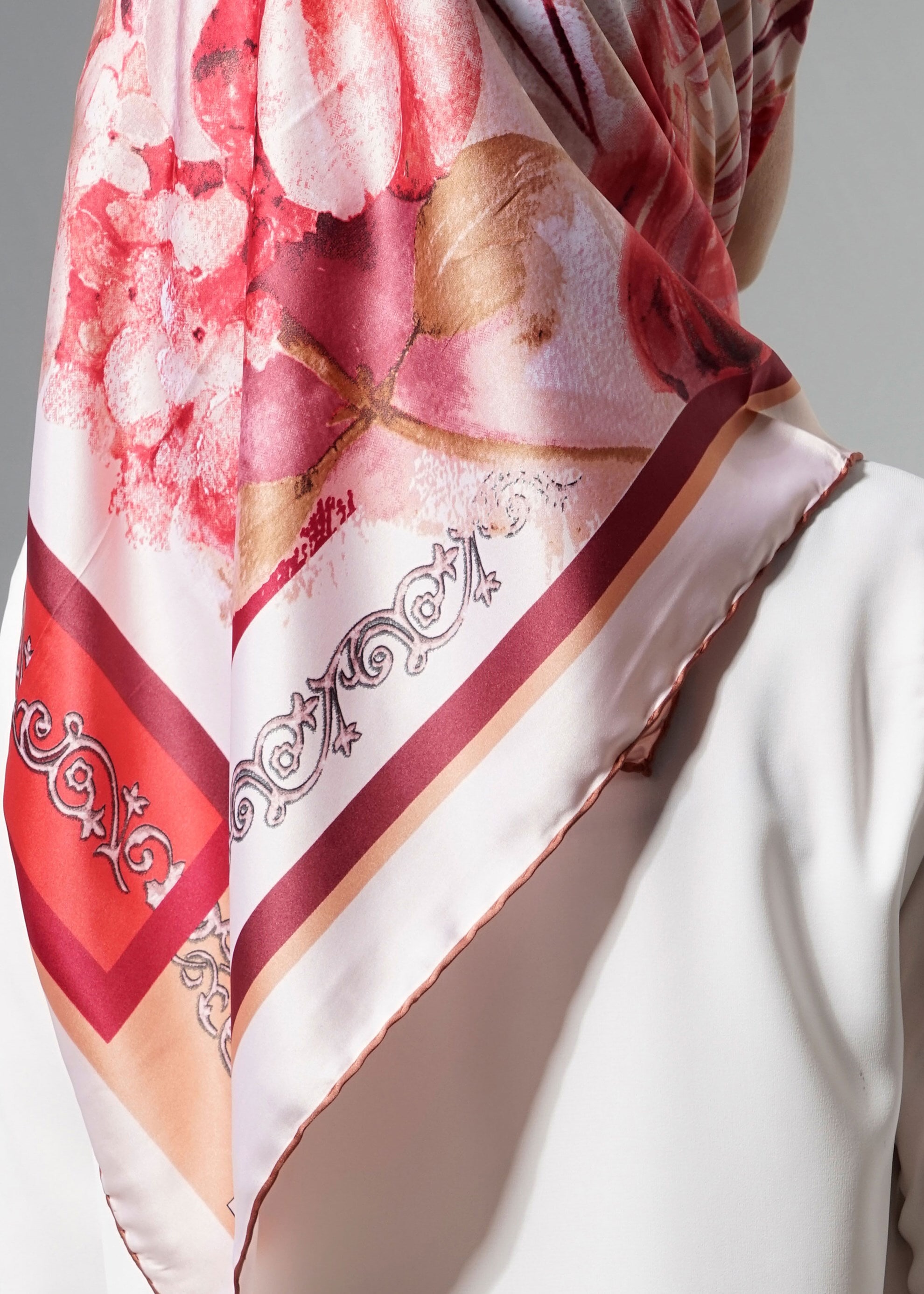 Tesettür giyim PUDRA 12621 ALVİNA DESENLİ EŞARP