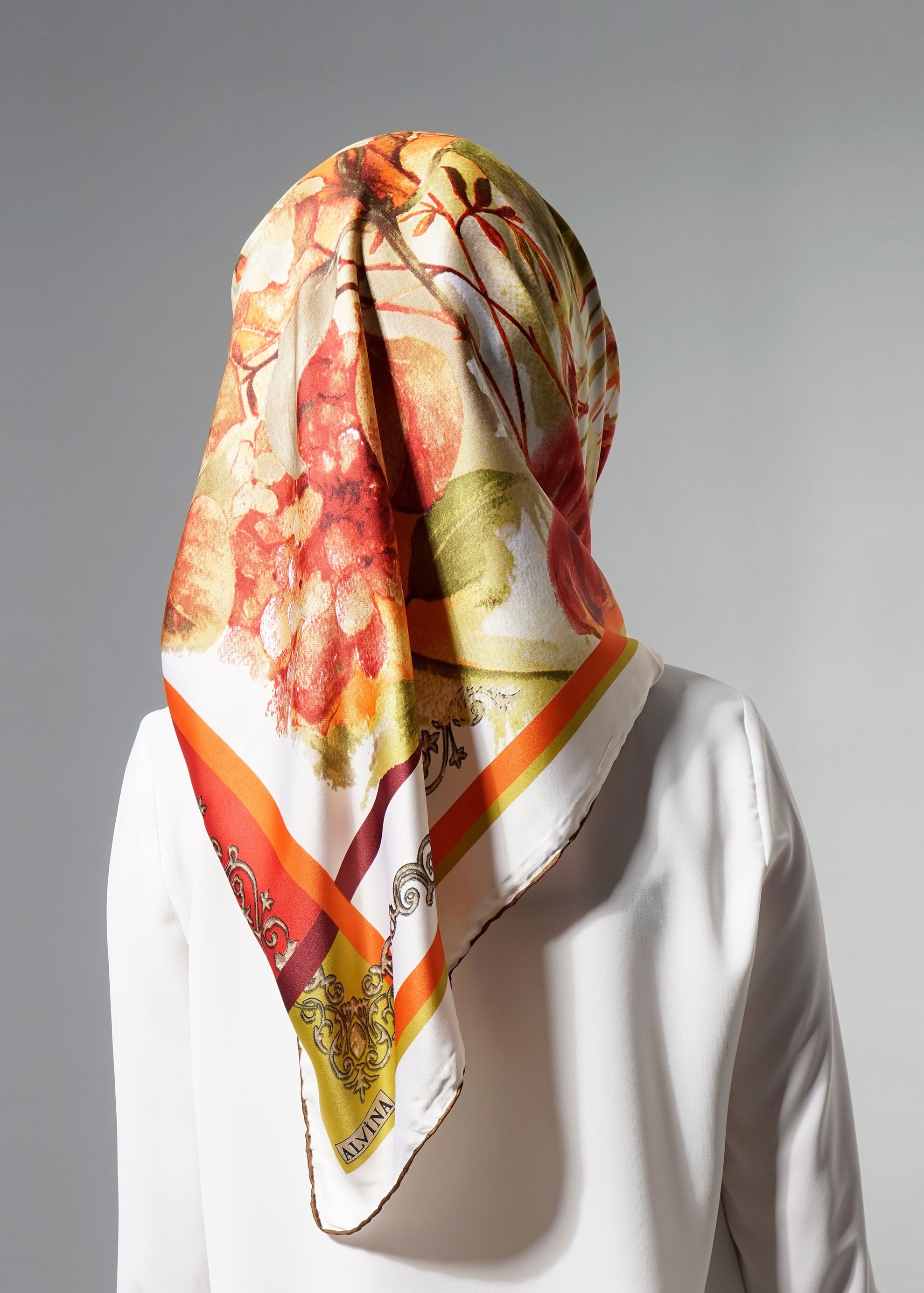 Tesettür giyim BEJ 12621 ALVİNA DESENLİ EŞARP