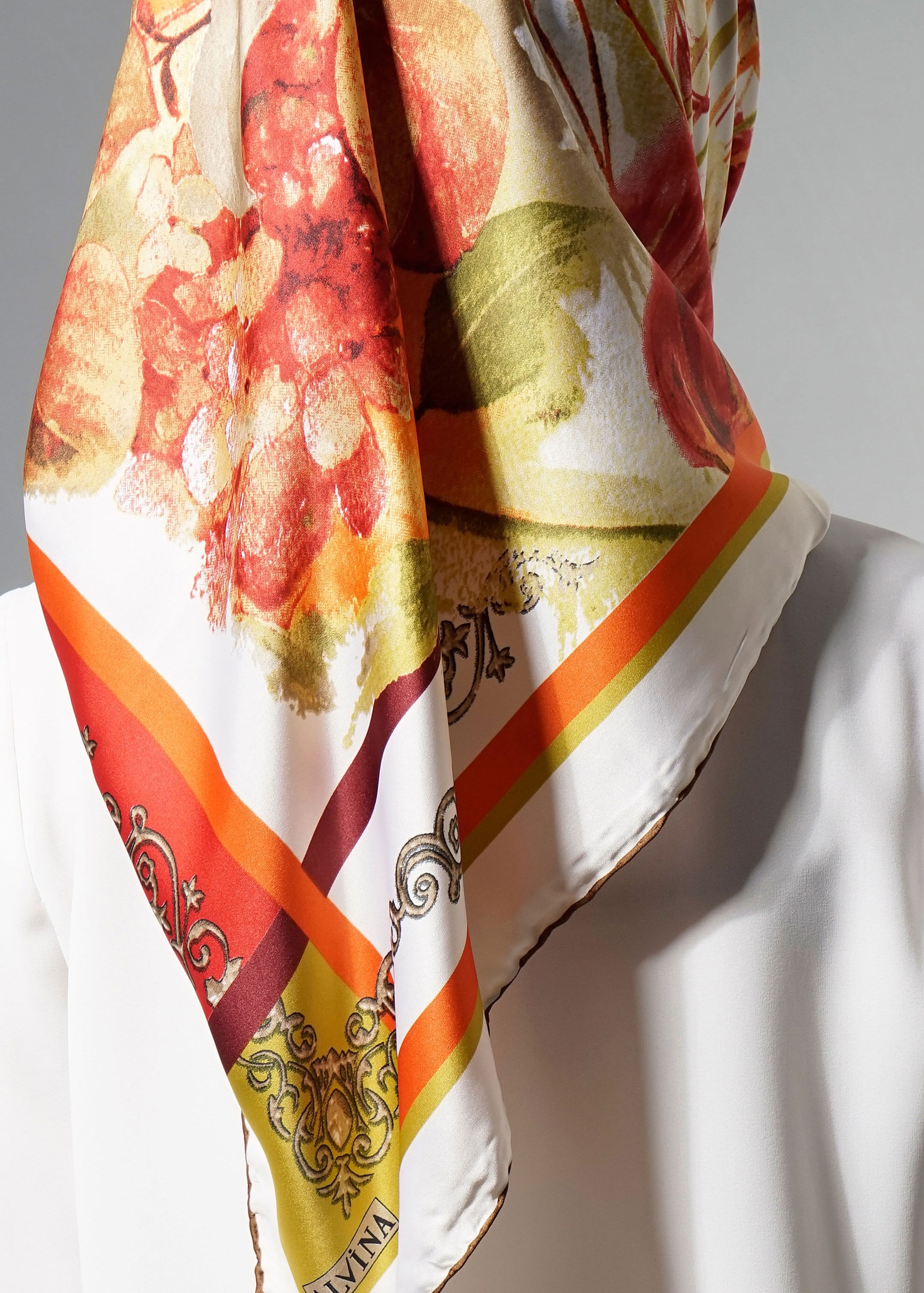 Tesettür giyim BEJ 12621 ALVİNA DESENLİ EŞARP