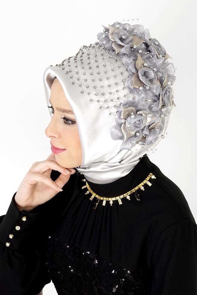 Vêtements hijab ARGENT ÉCHARPE INSTANTANÉE ALVINA 101140 - ALVİNA