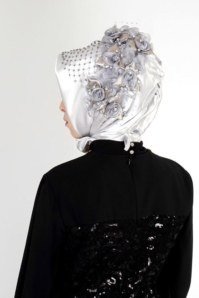 Vêtements hijab ARGENT ÉCHARPE INSTANTANÉE ALVINA 101140 - ALVİNA