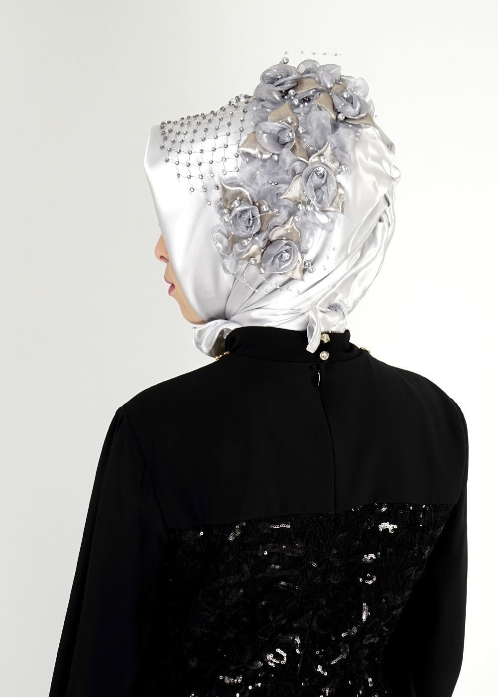 Tesettür giyim GÜMÜŞ ALVİNA HAZIR EŞARP 101140