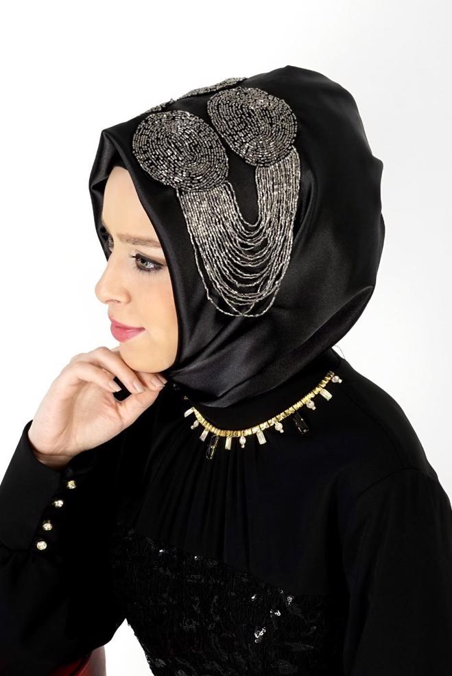Vêtements hijab NOIR 106003 ALVİNA HAZIR EŞARP - ALVİNA