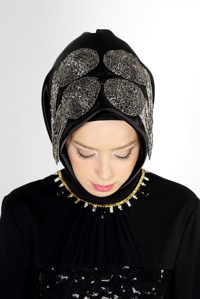 Vêtements hijab NOIR 106003 ALVİNA HAZIR EŞARP - ALVİNA