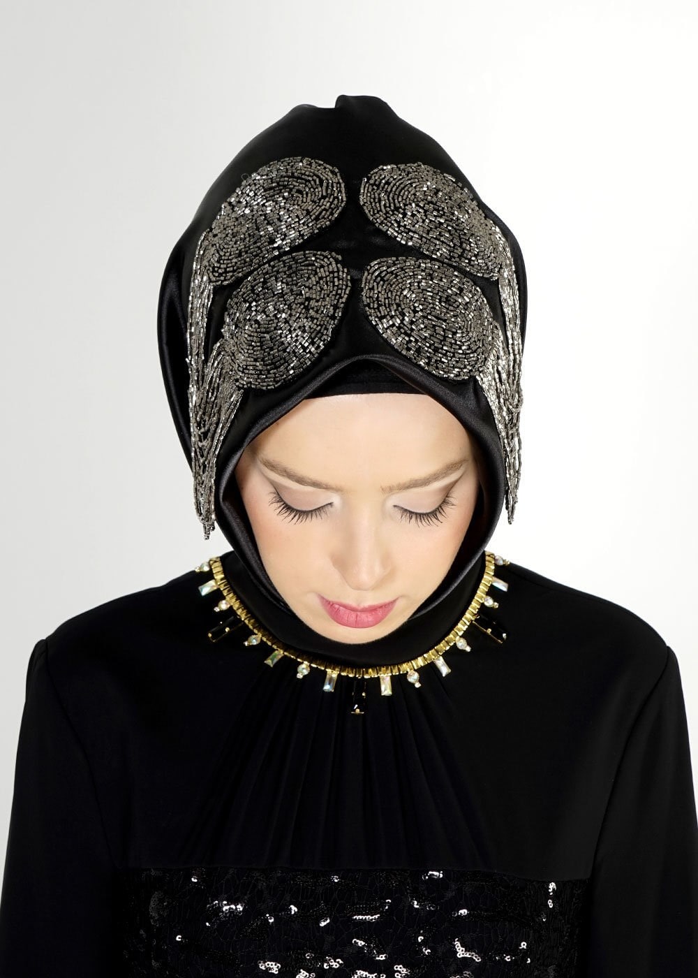 Tesettür giyim SİYAH 106003 ALVİNA HAZIR EŞARP